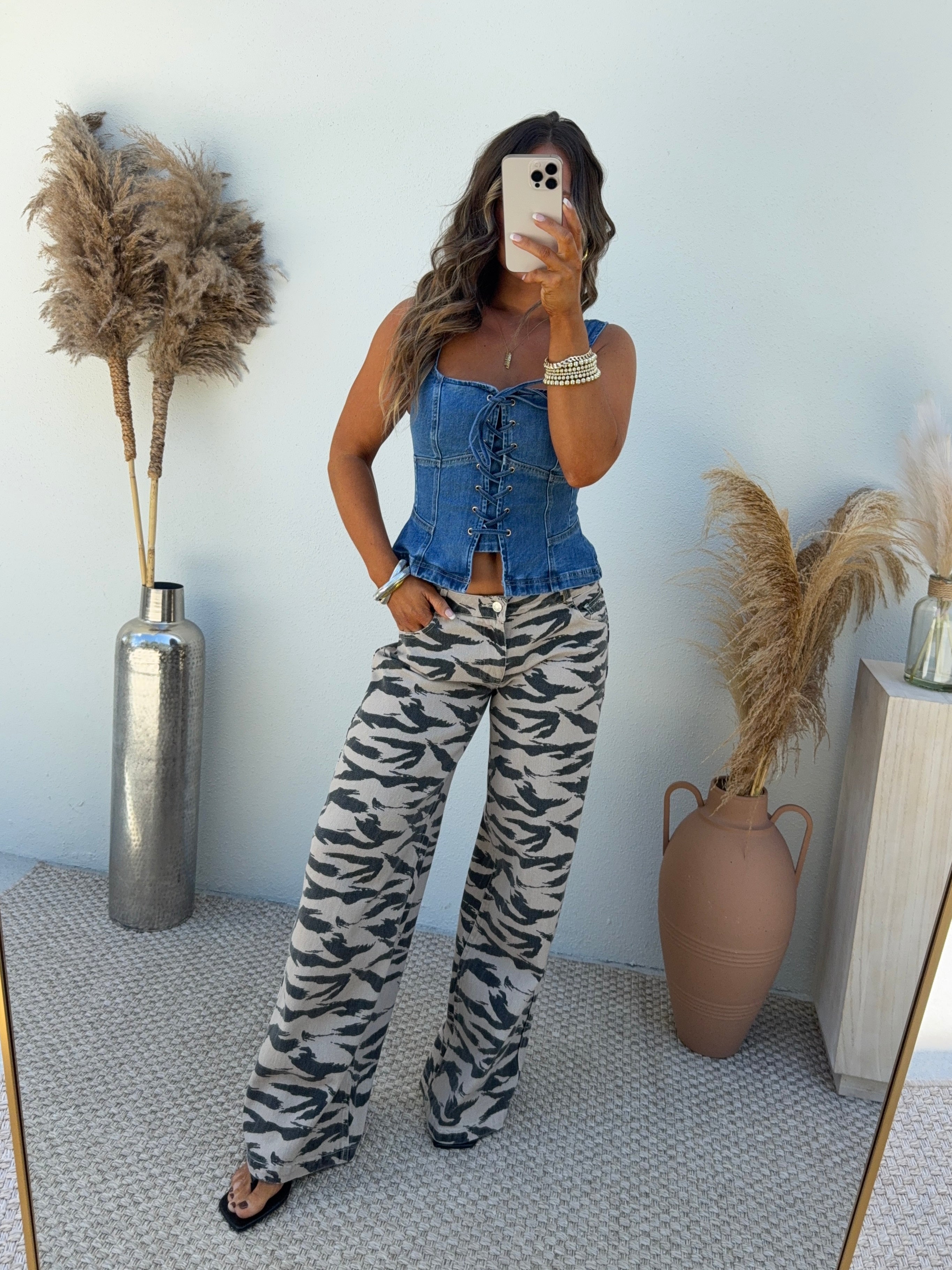 Wild Gal Denim Pants Zebra