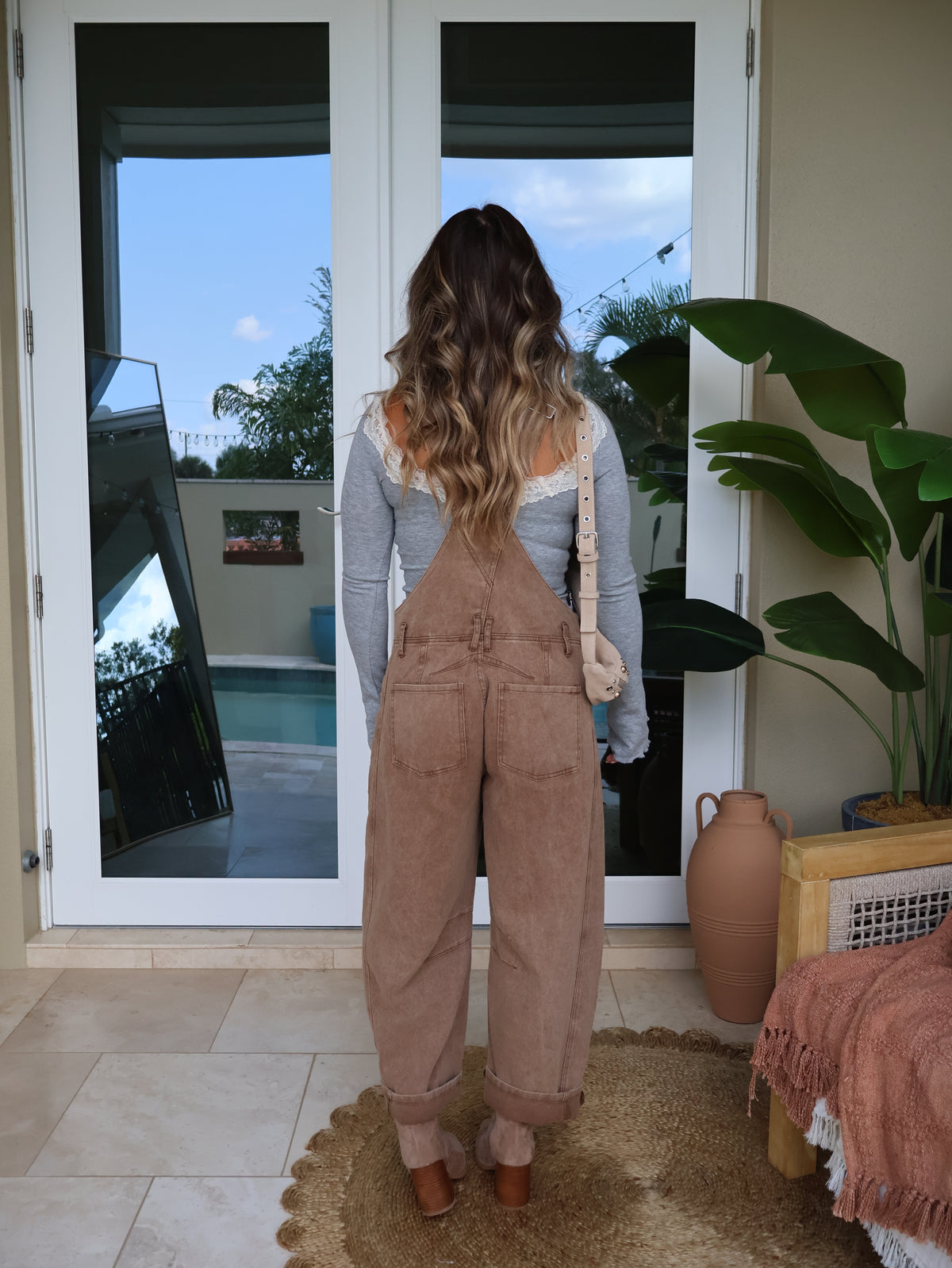 Harvest Season Barrel Overalls Mocha