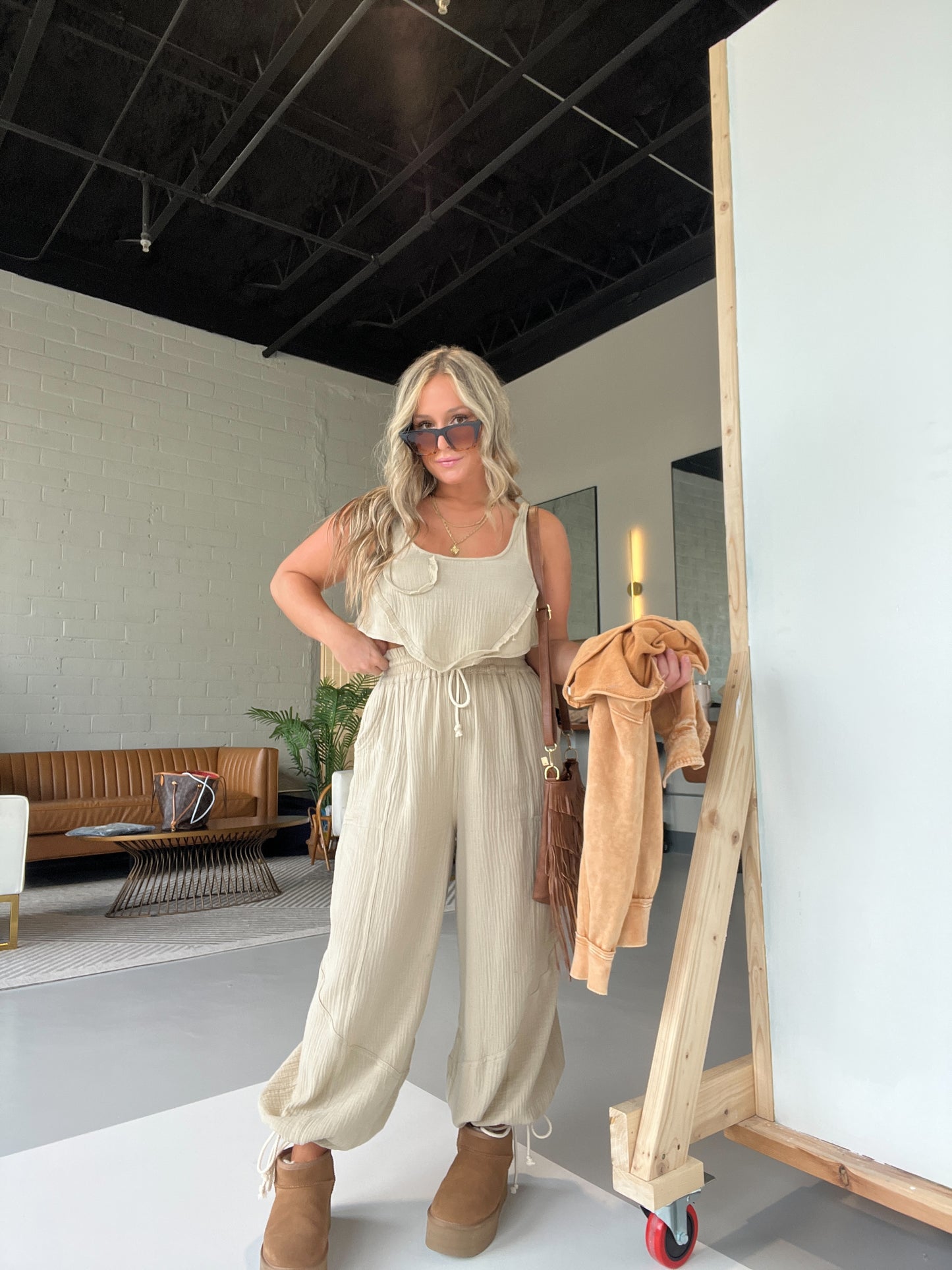 Taupe Never Ever Boho Gauze Set