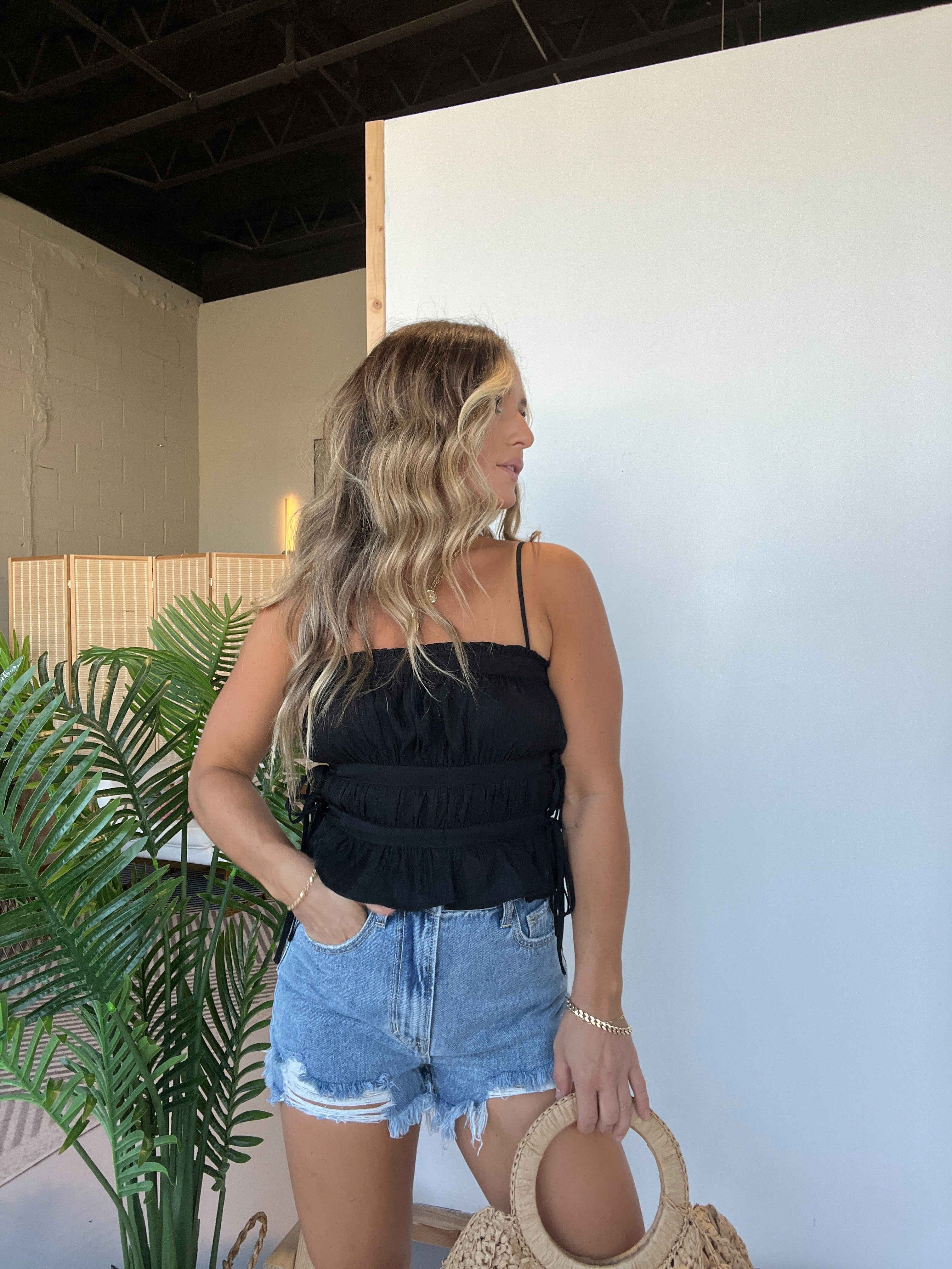 Easy Breezy Beach Top Black