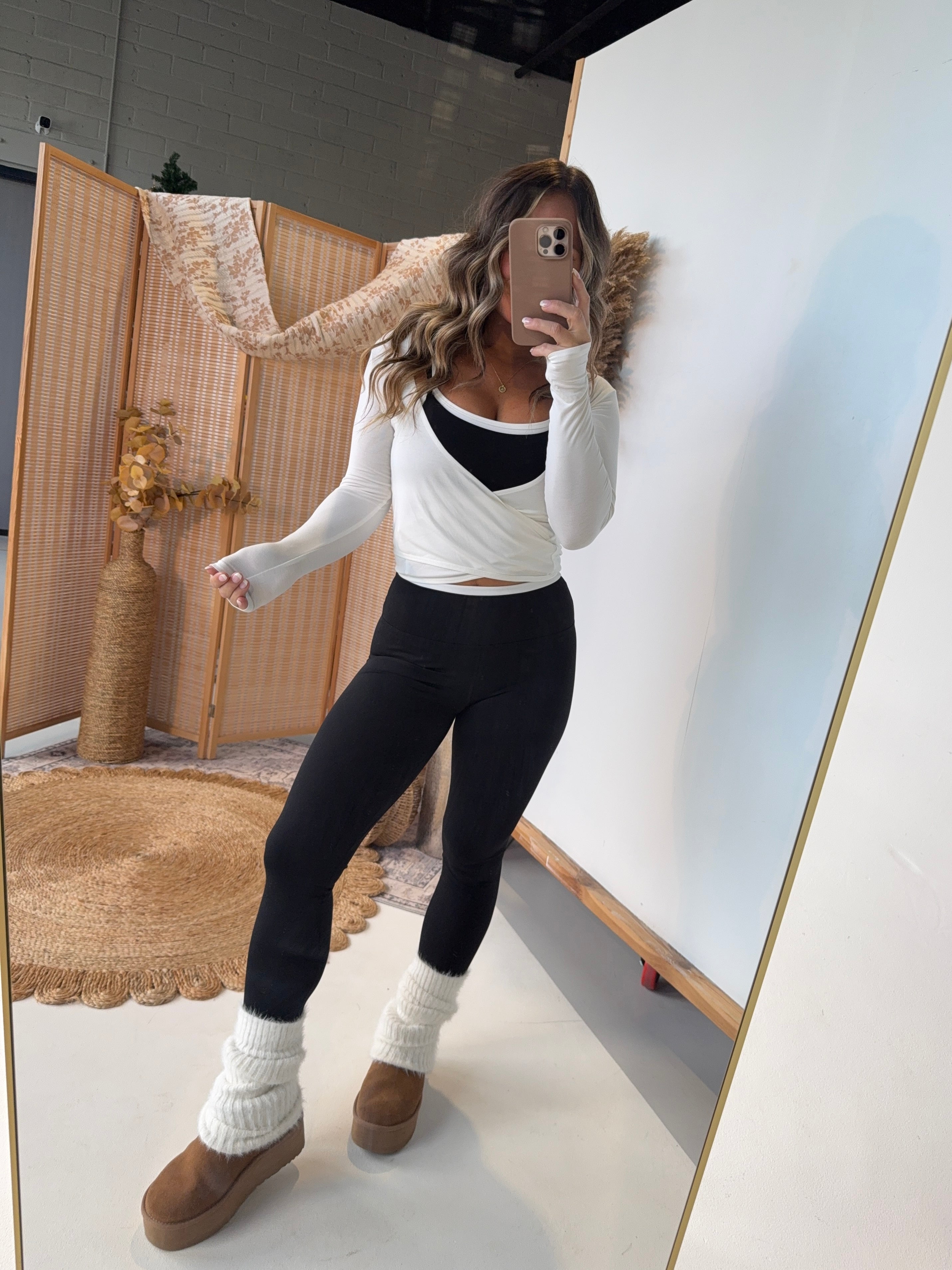 Sculpt Me Wrap Long Sleeve Top White