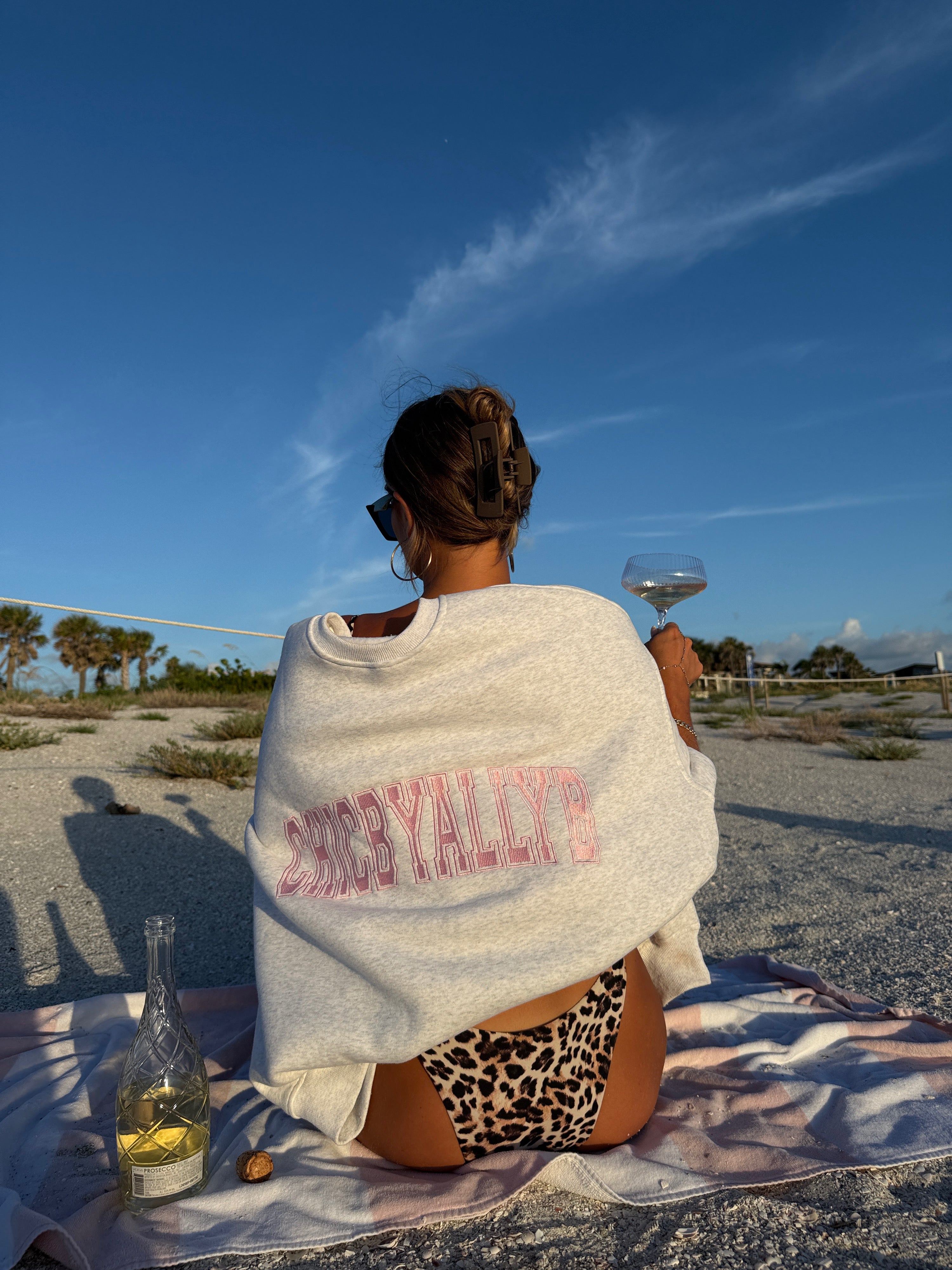 Chic by Ally B Varsity Crewneck Grey Pink