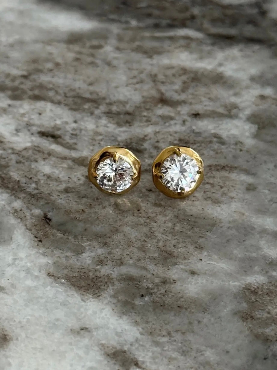 Solene Gold Bezel Studs