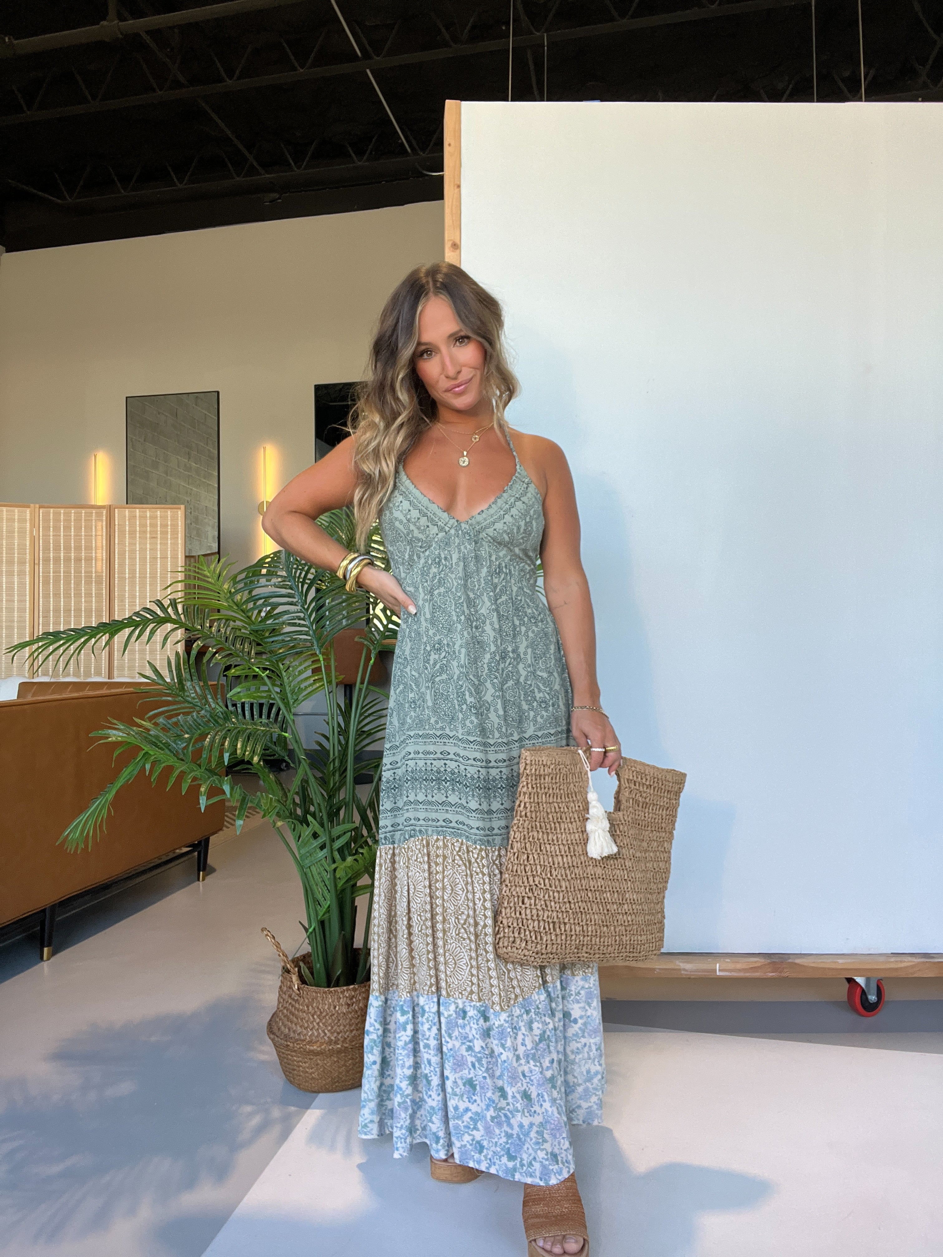 Dawn Before Daylight Tiered Maxi Dress Jade