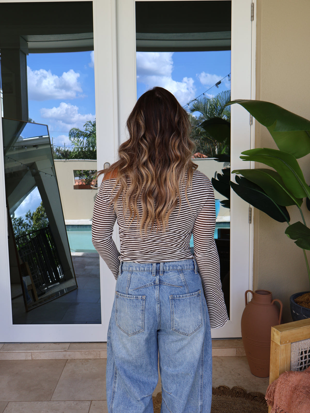 The Harvest Stripe Top Brown/Cream