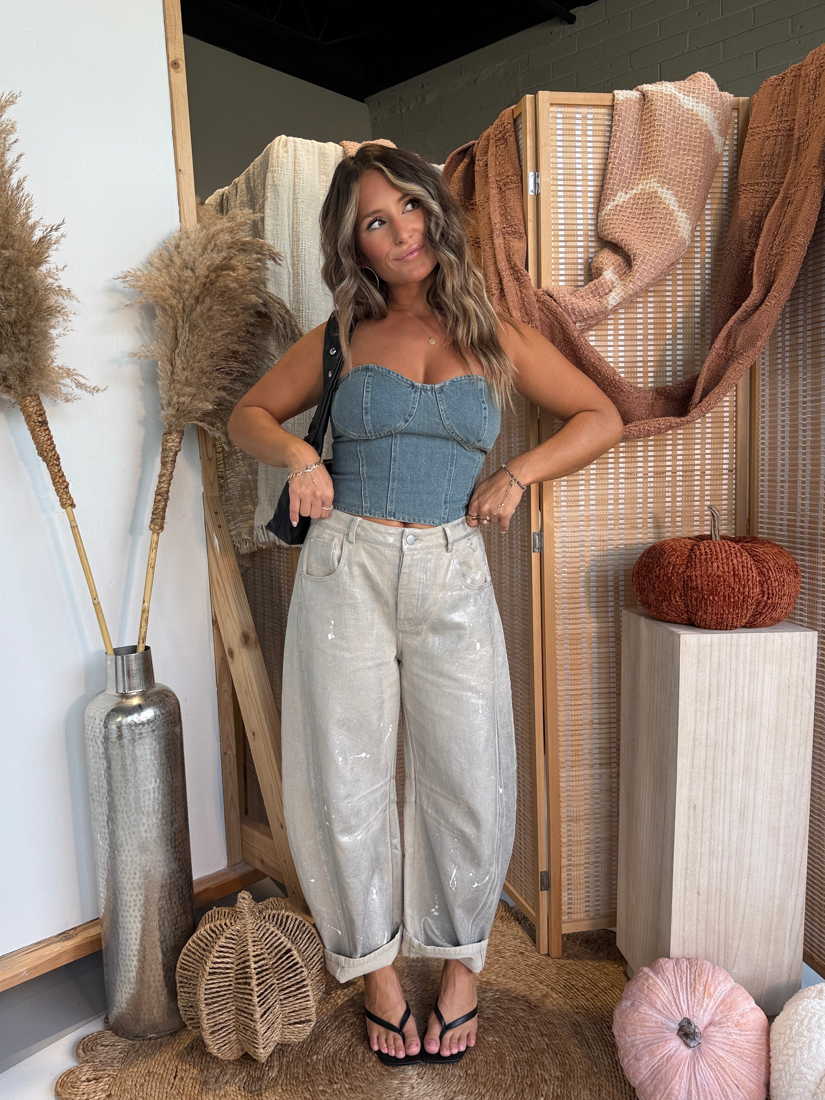 Harvest Painted Barrel Jeans Ash Silver