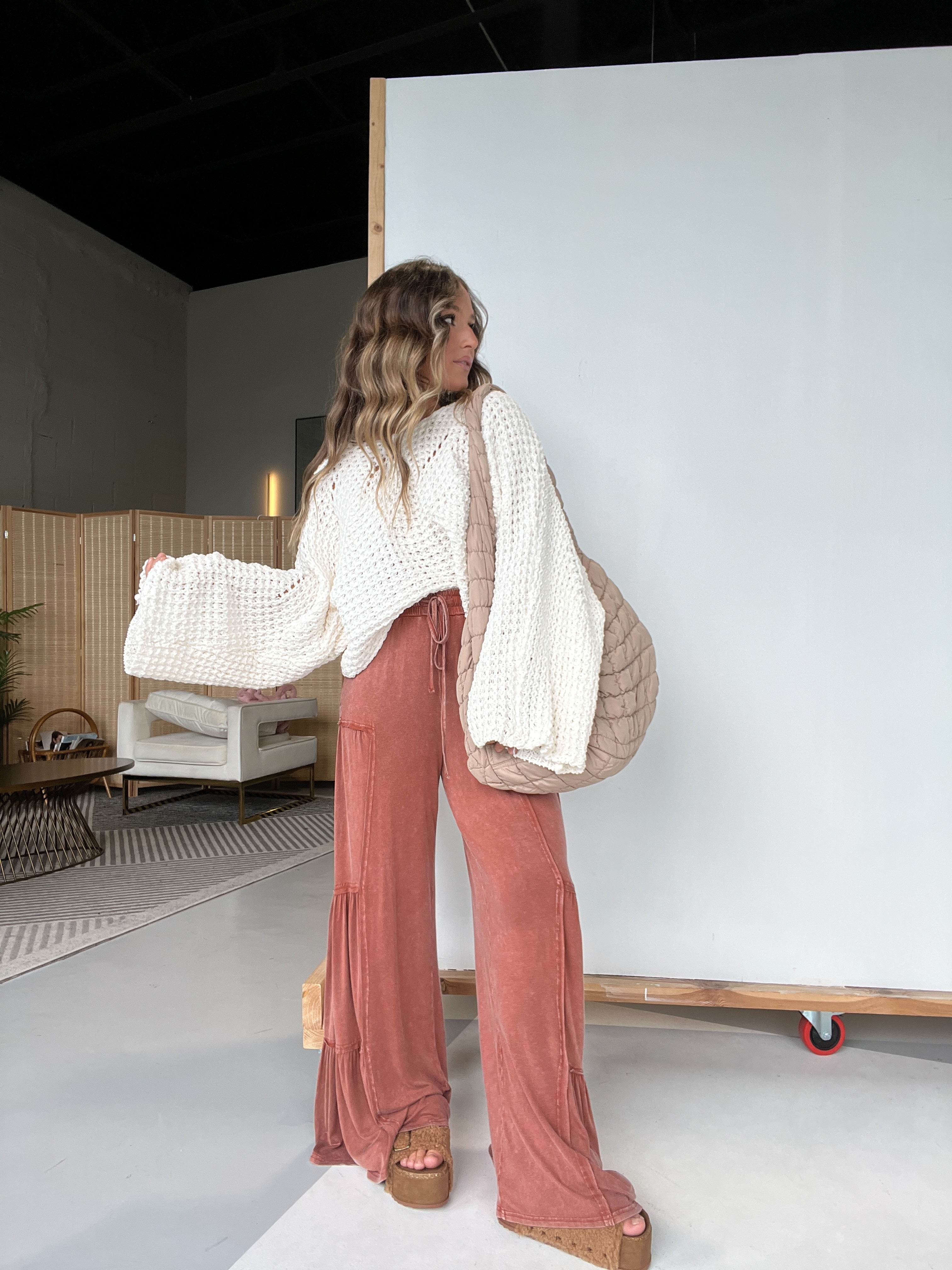 Gomez Tiered Lounge Pants Washed Rust