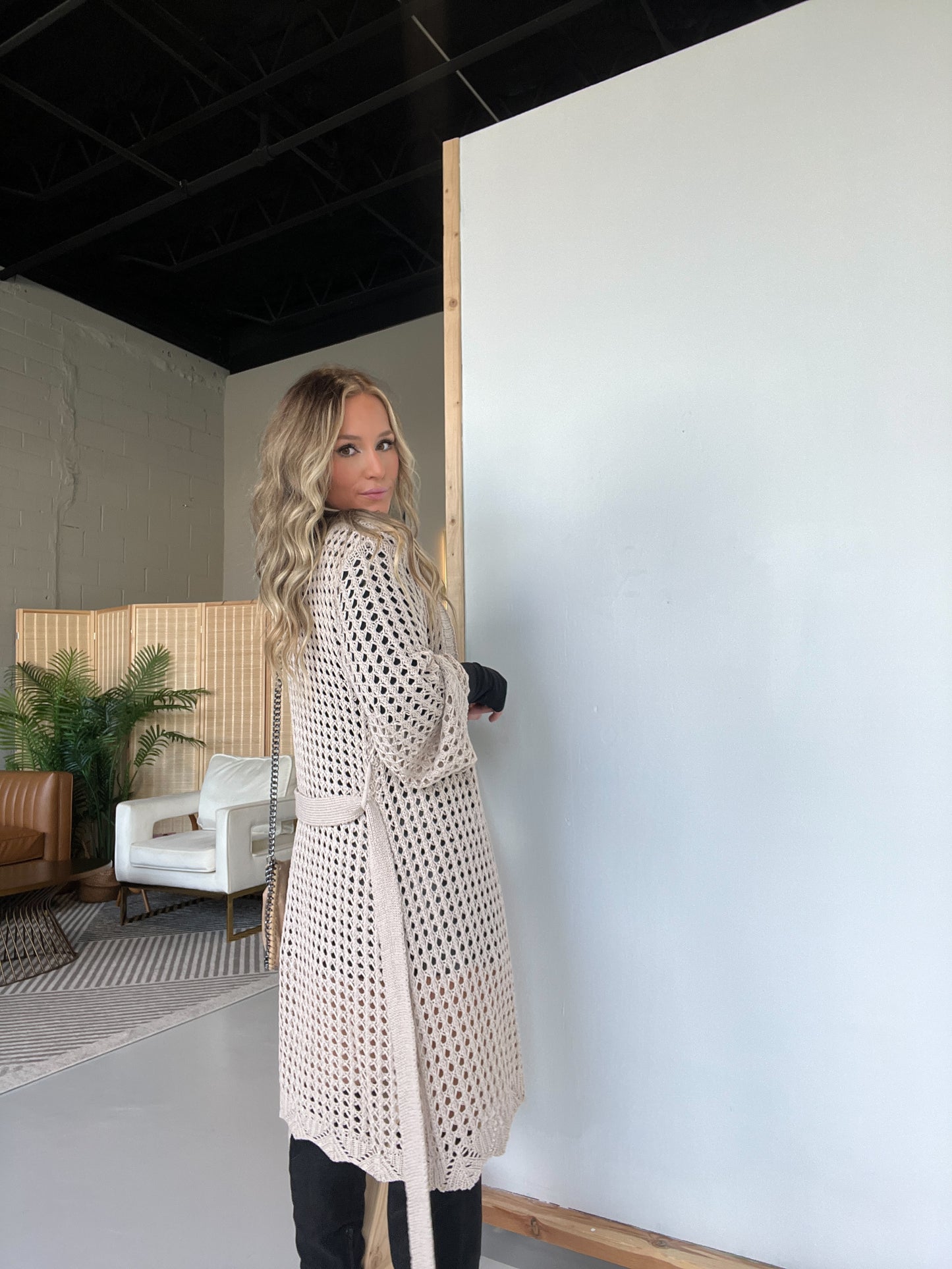Pippa Crochet Cardigan Almond
