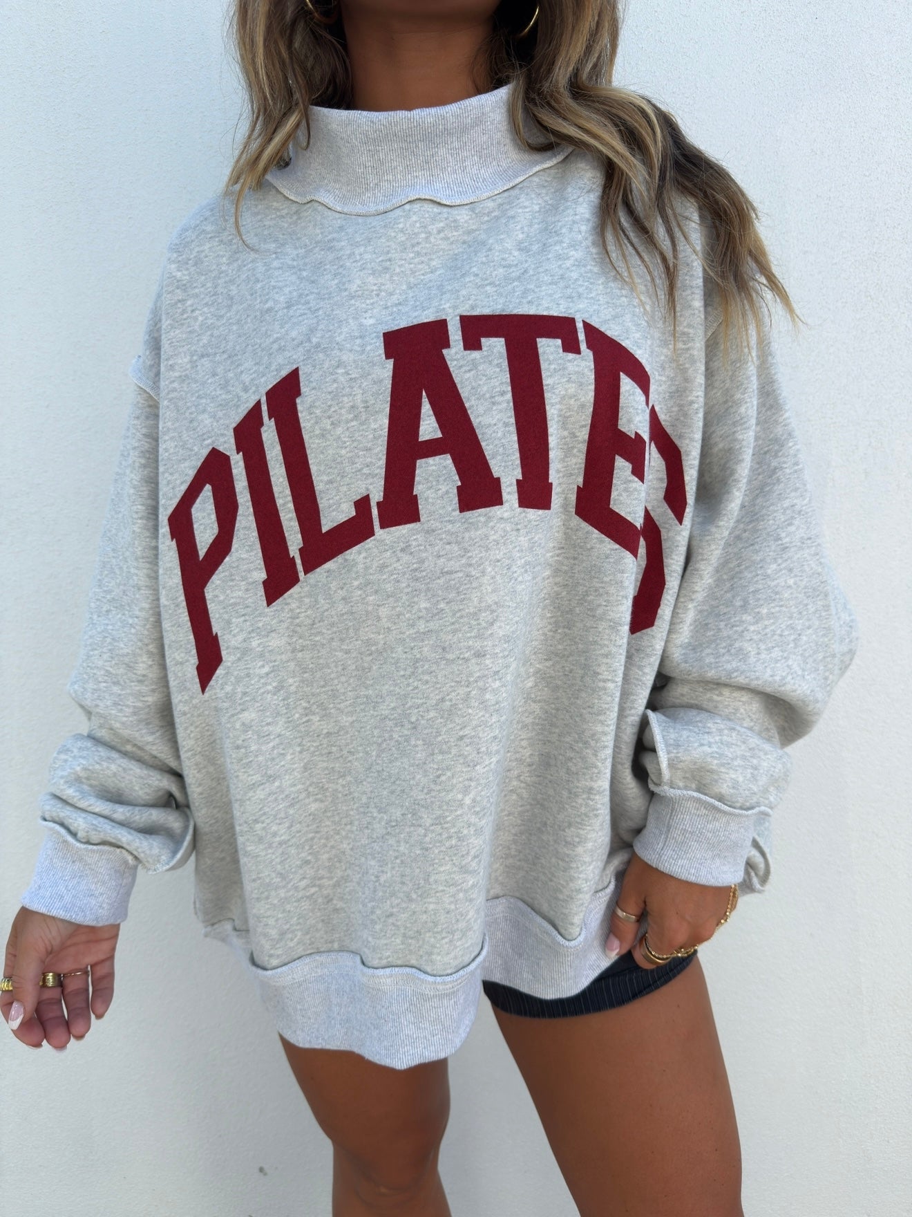 Pilates/Yoga Reversible Oversized Crewneck Heather Grey