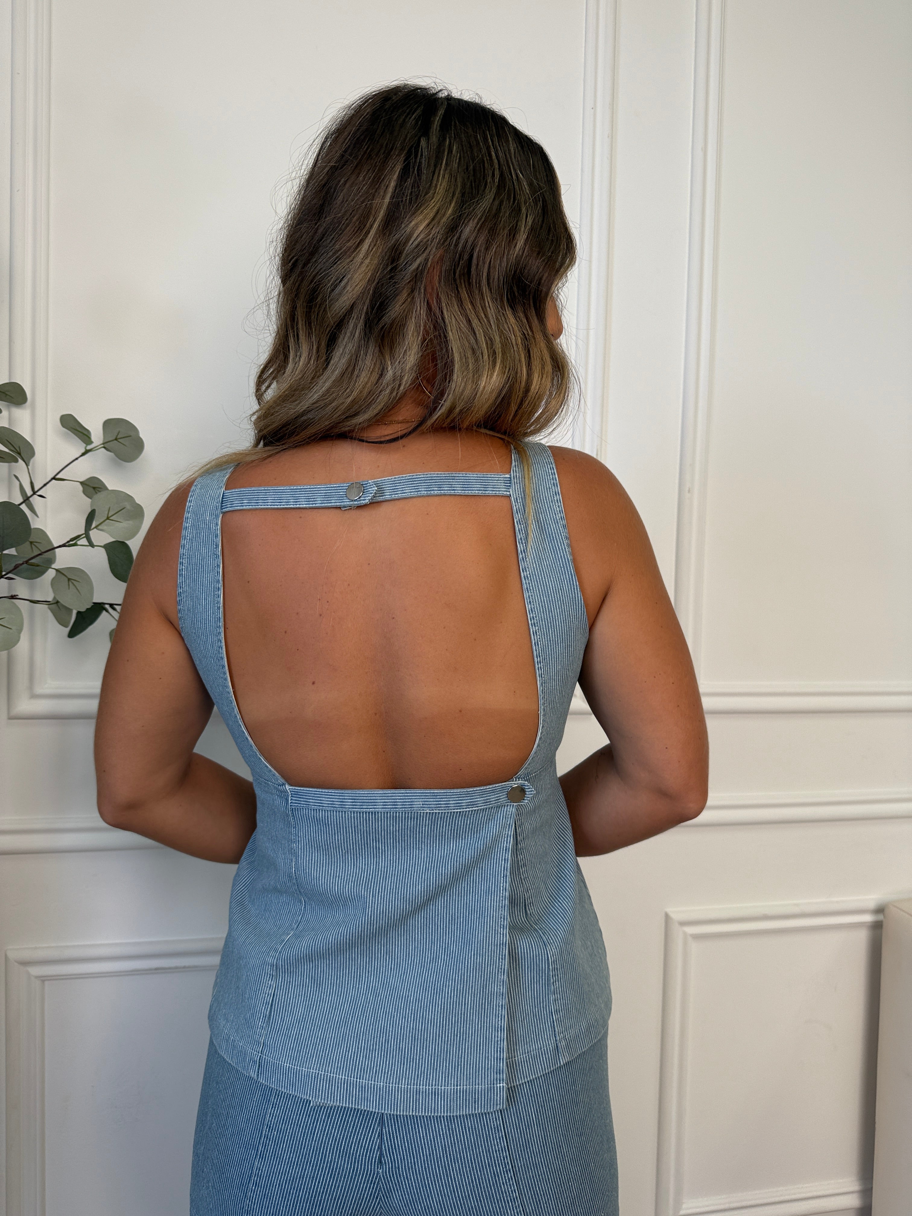 Bloomie Striped Shorts Set Denim