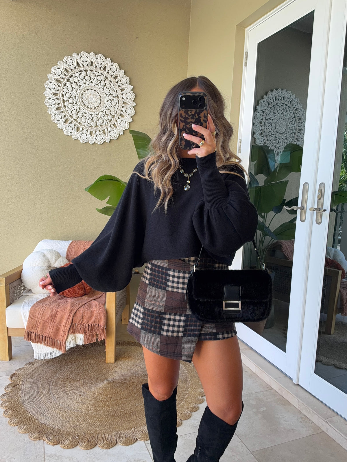 Frosted Morning Asymmetrical Skirt Brown Multi