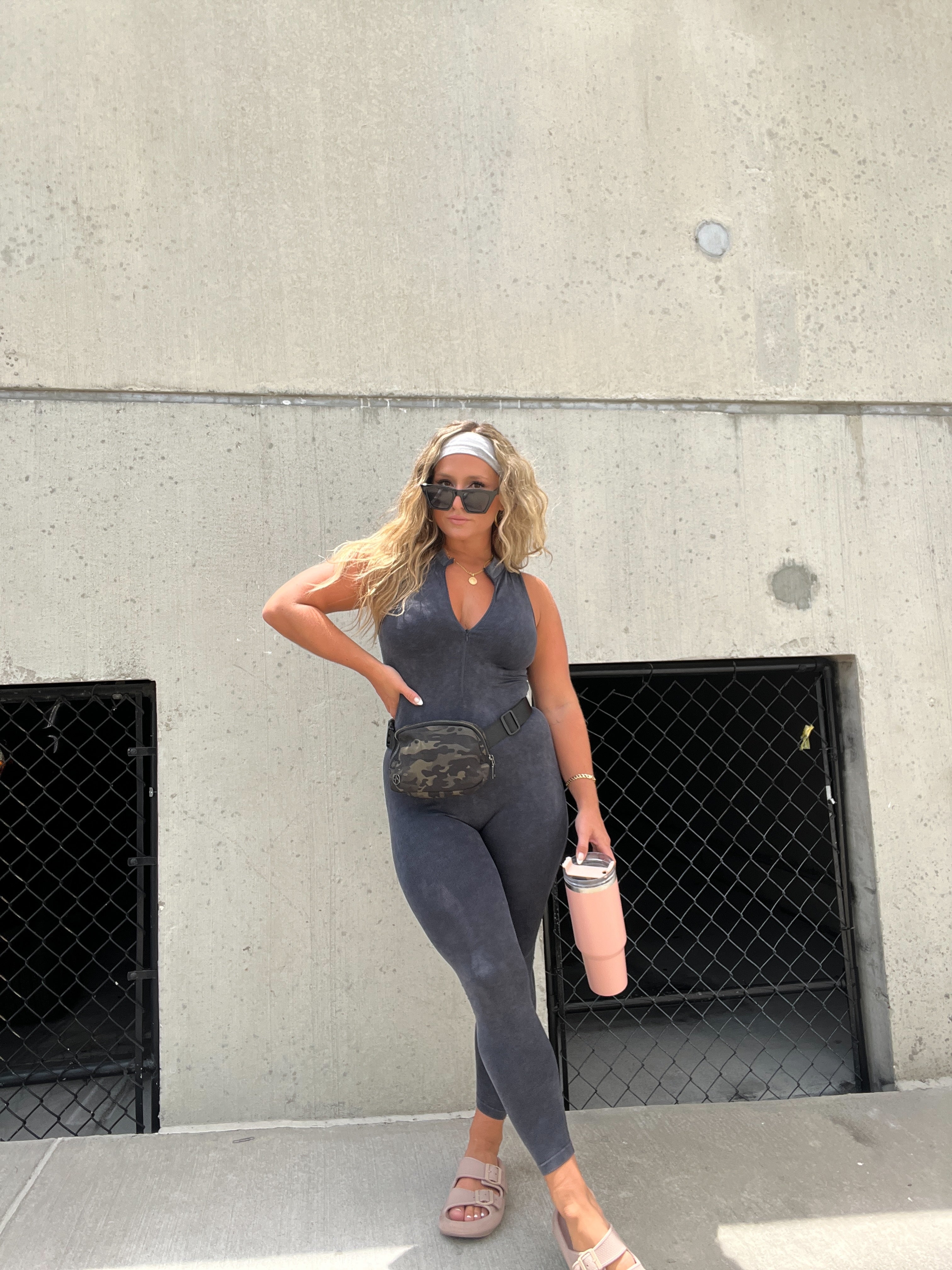 ZIP IT UP WASHED BLACK CATSUIT