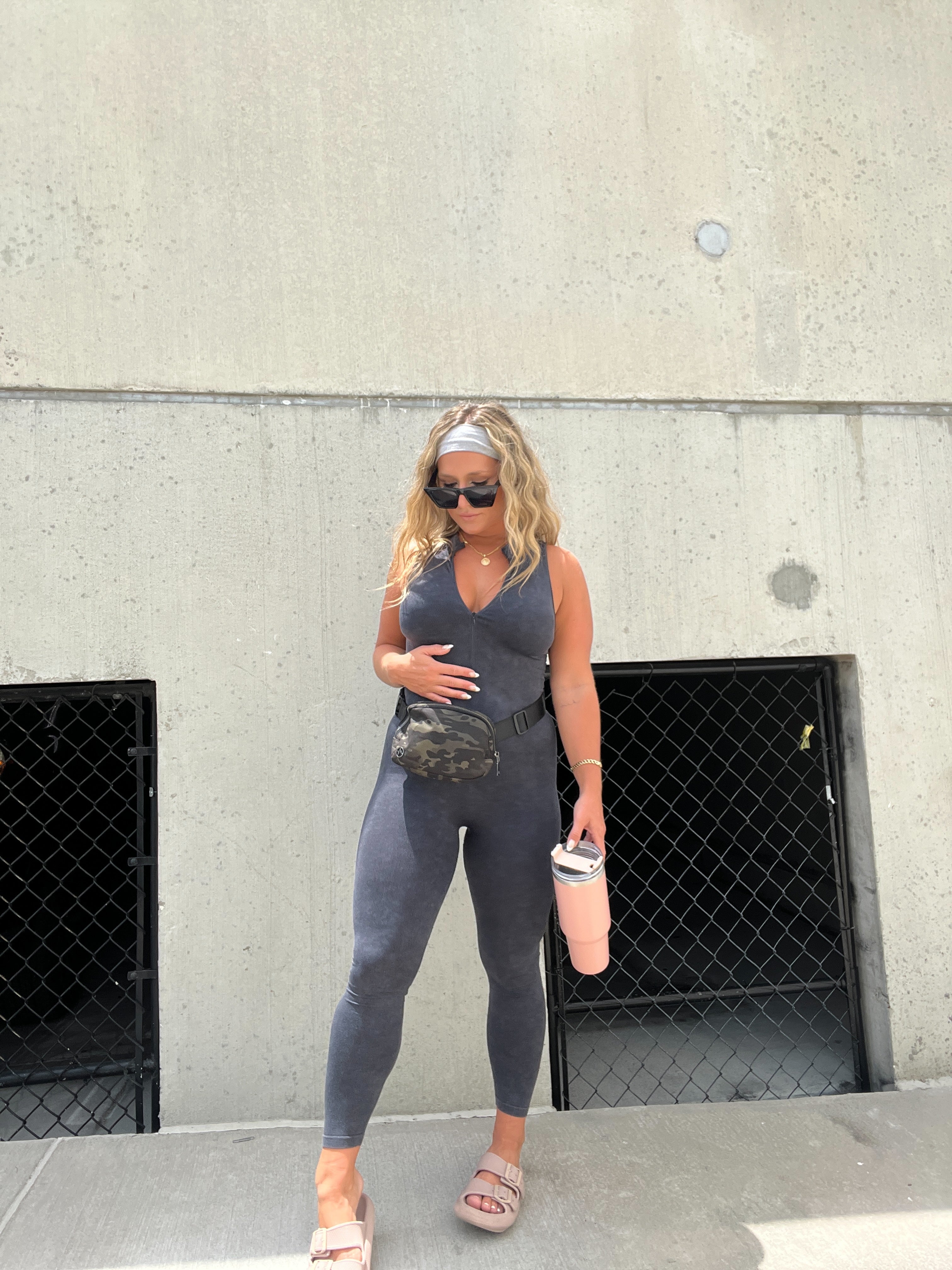 ZIP IT UP WASHED BLACK CATSUIT