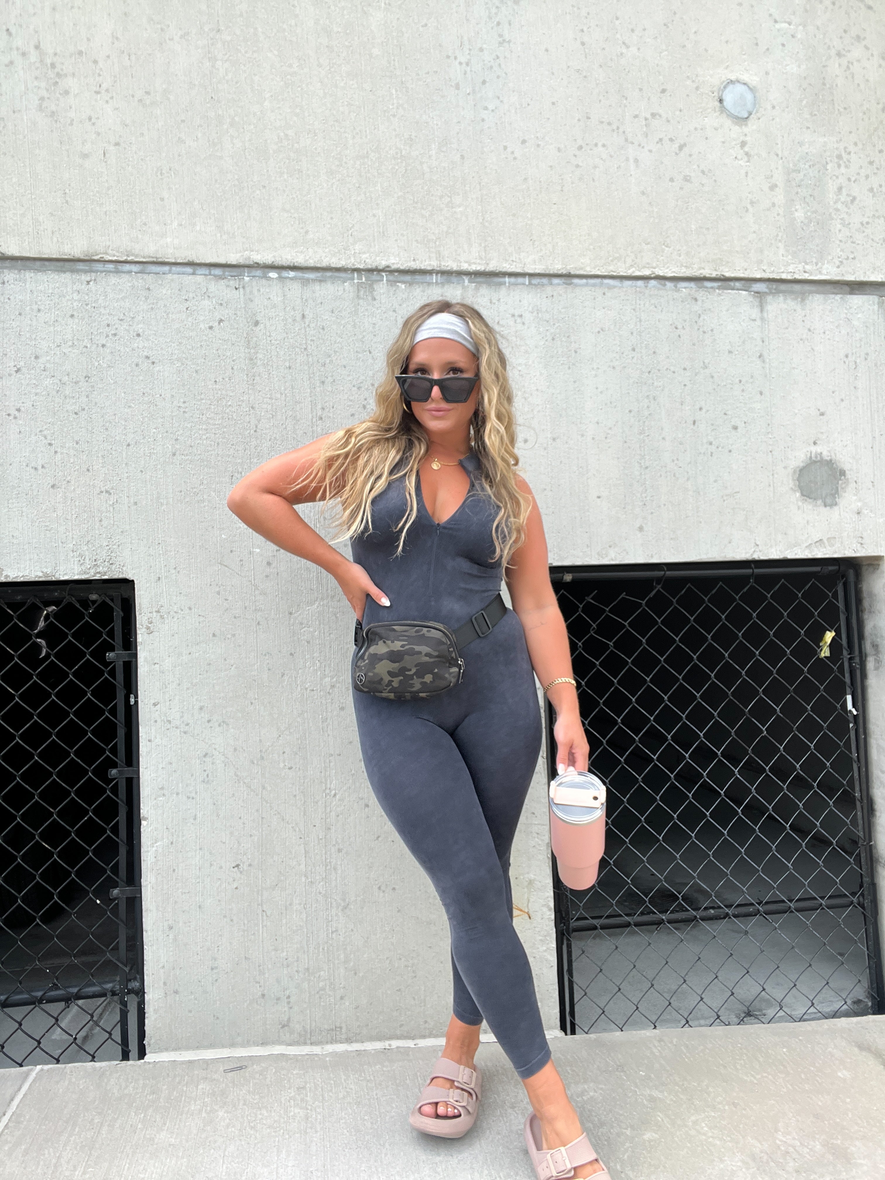 ZIP IT UP WASHED BLACK CATSUIT