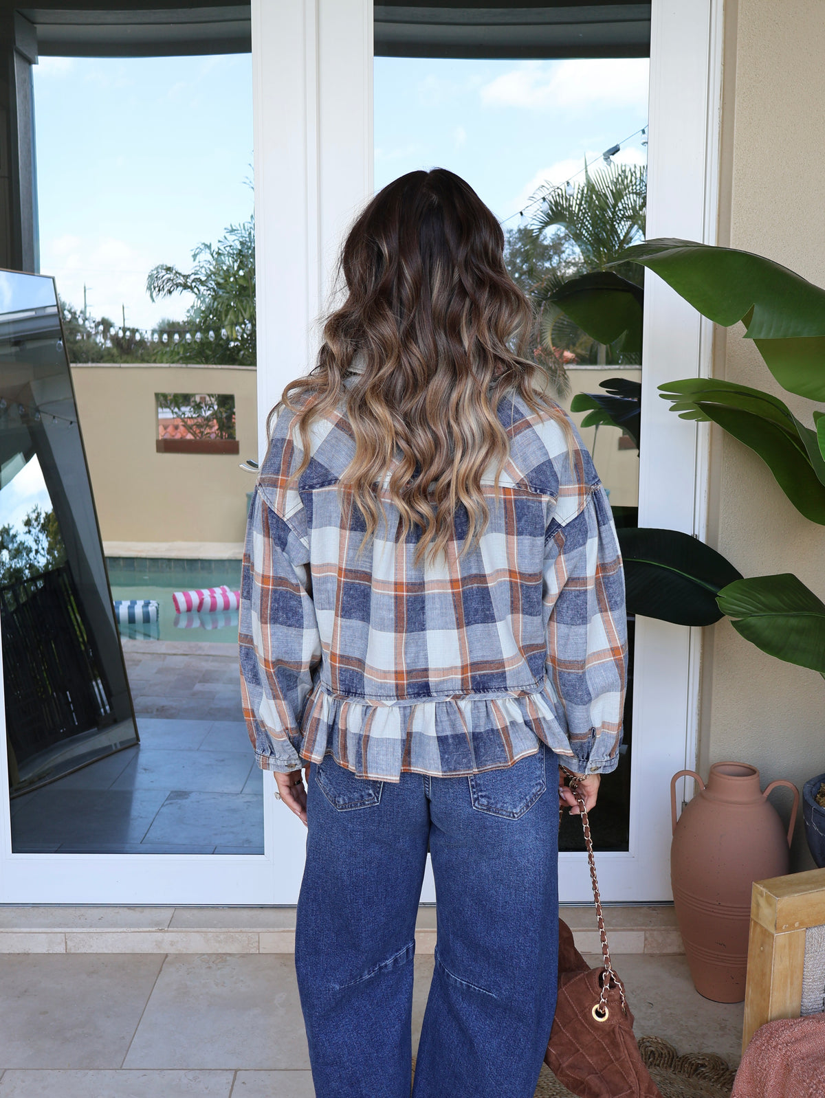 Pumpkin Patch Plaid Top Orange/Blue