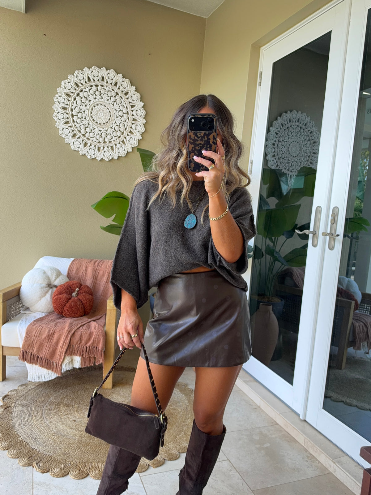 Vanessa Kimono Sweater Top Mocha