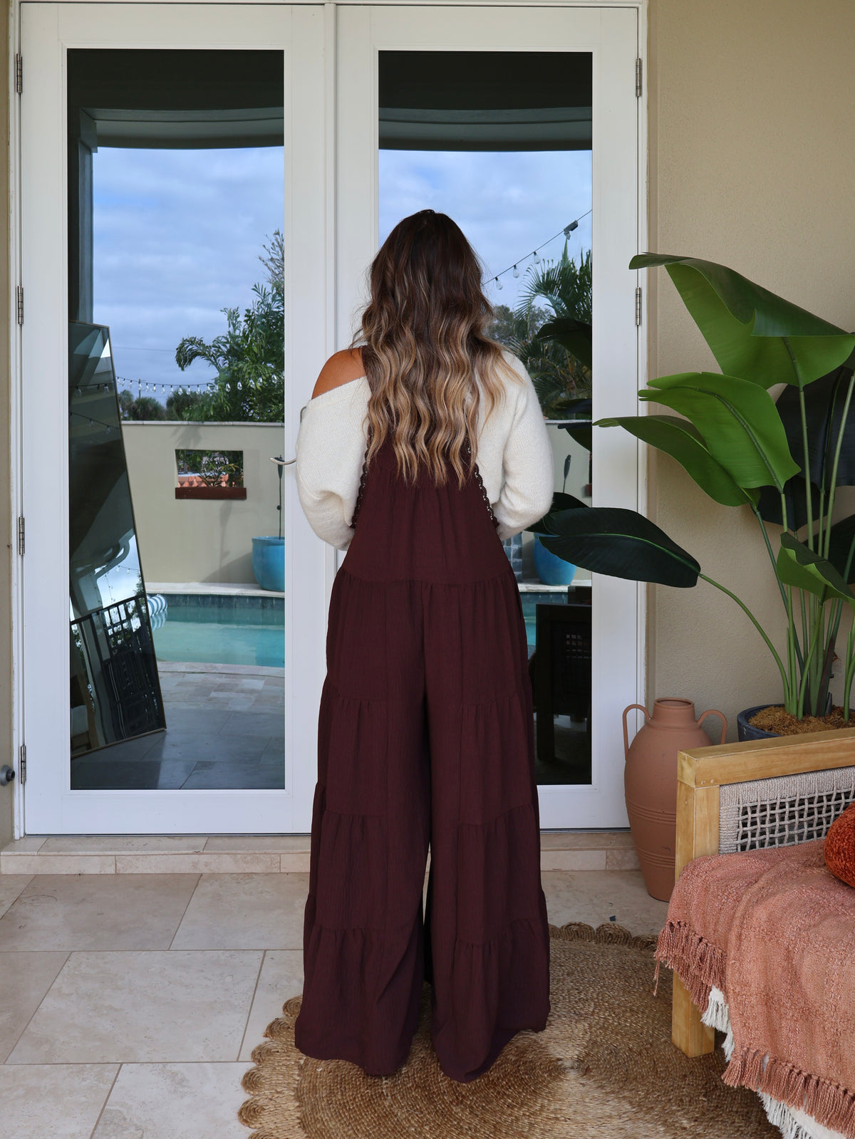 Chai Days Wide Leg Overall Jumpsuit Chocolate