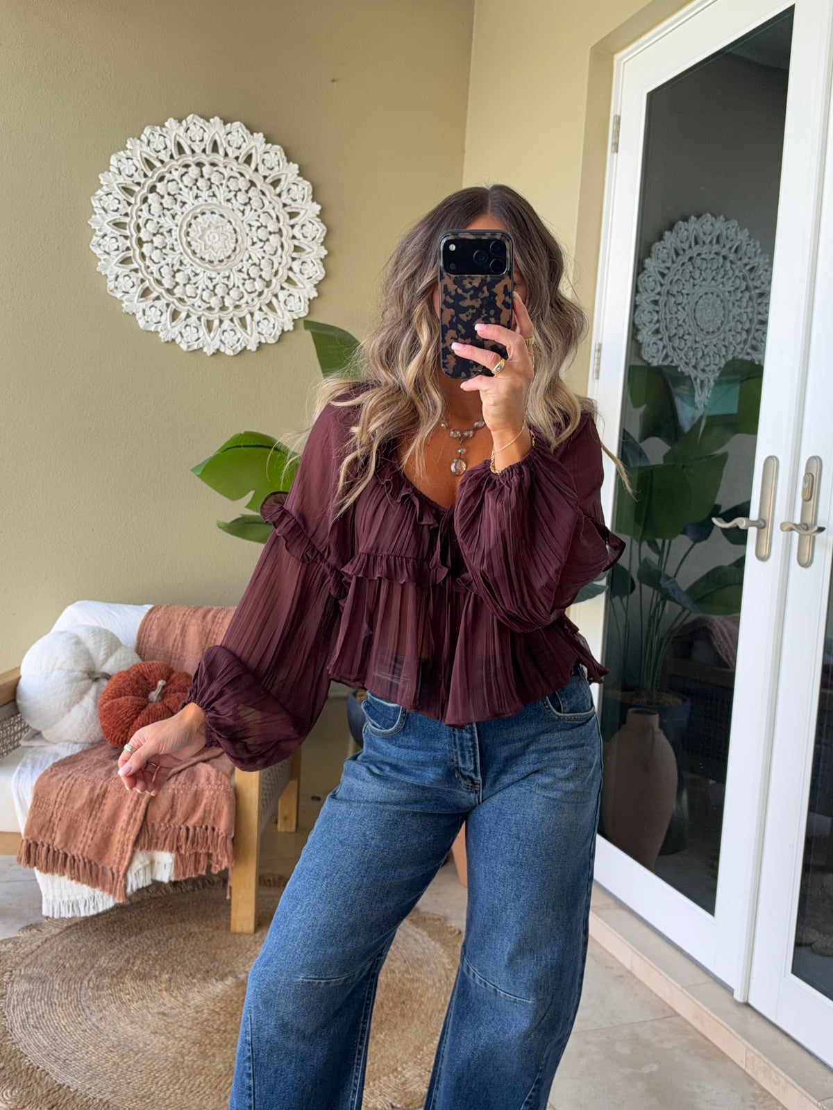 November Haze Chiffon Top Nutmeg