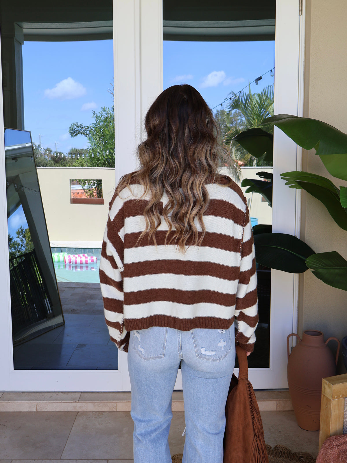 Golden Days Striped Sweater Brown/White