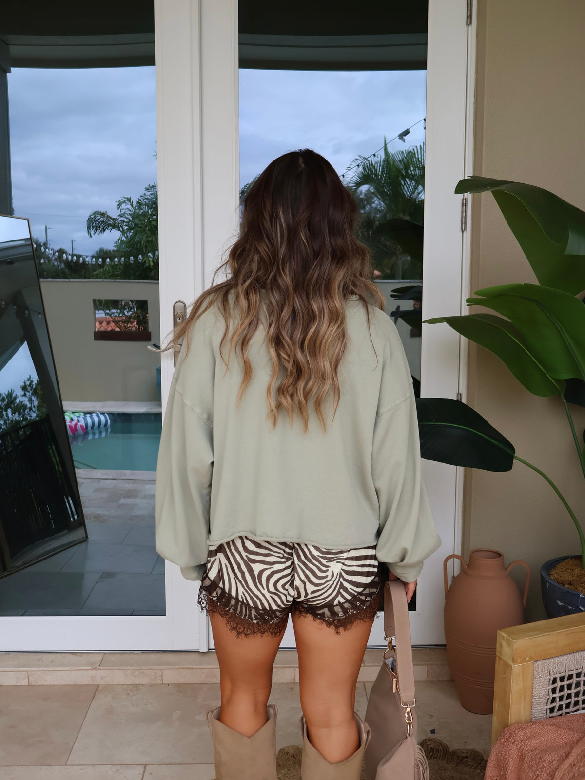 Sunday Funday Cropped Sweatshirt Sage