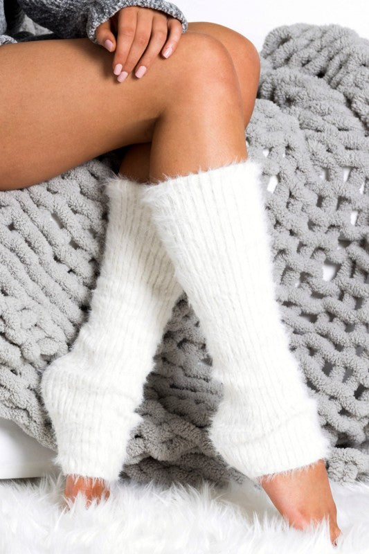 Eyelash Leg Warmers Ivory