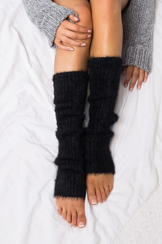 Eyelash Leg Warmers Black