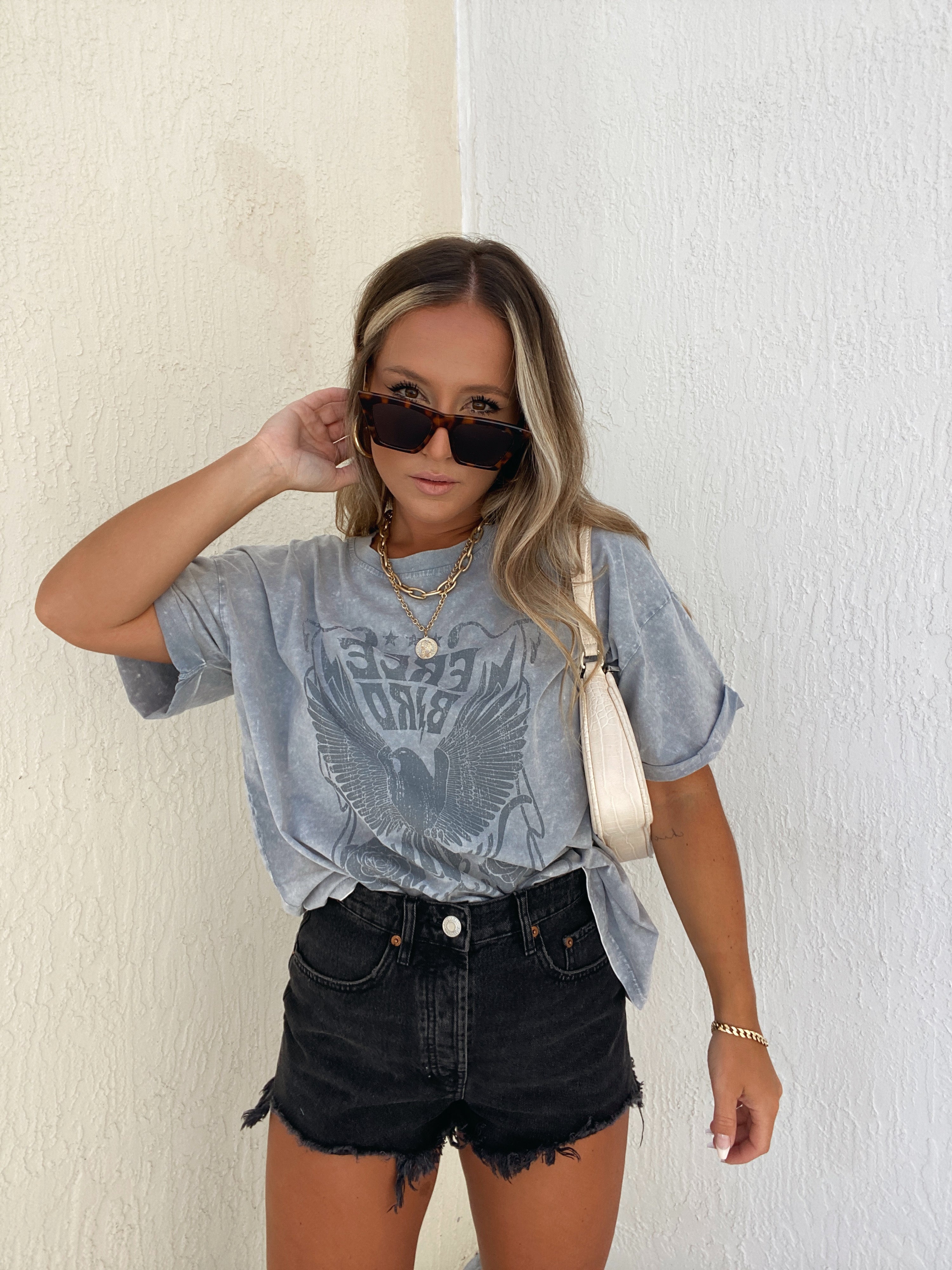 Washed Free Bird Graphic Tee Denim