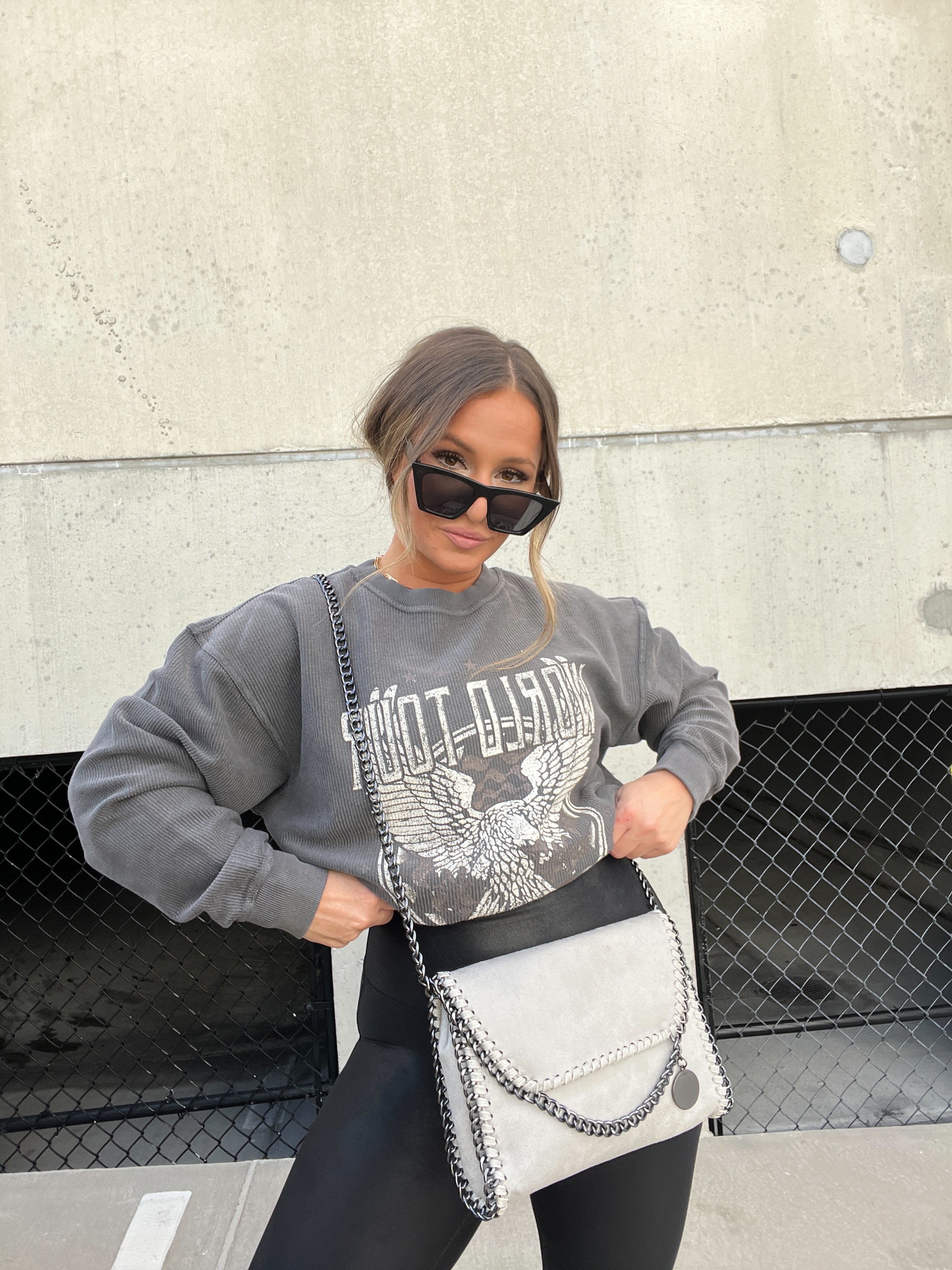 Rock n Roll Ribbed Crewneck Washed Black