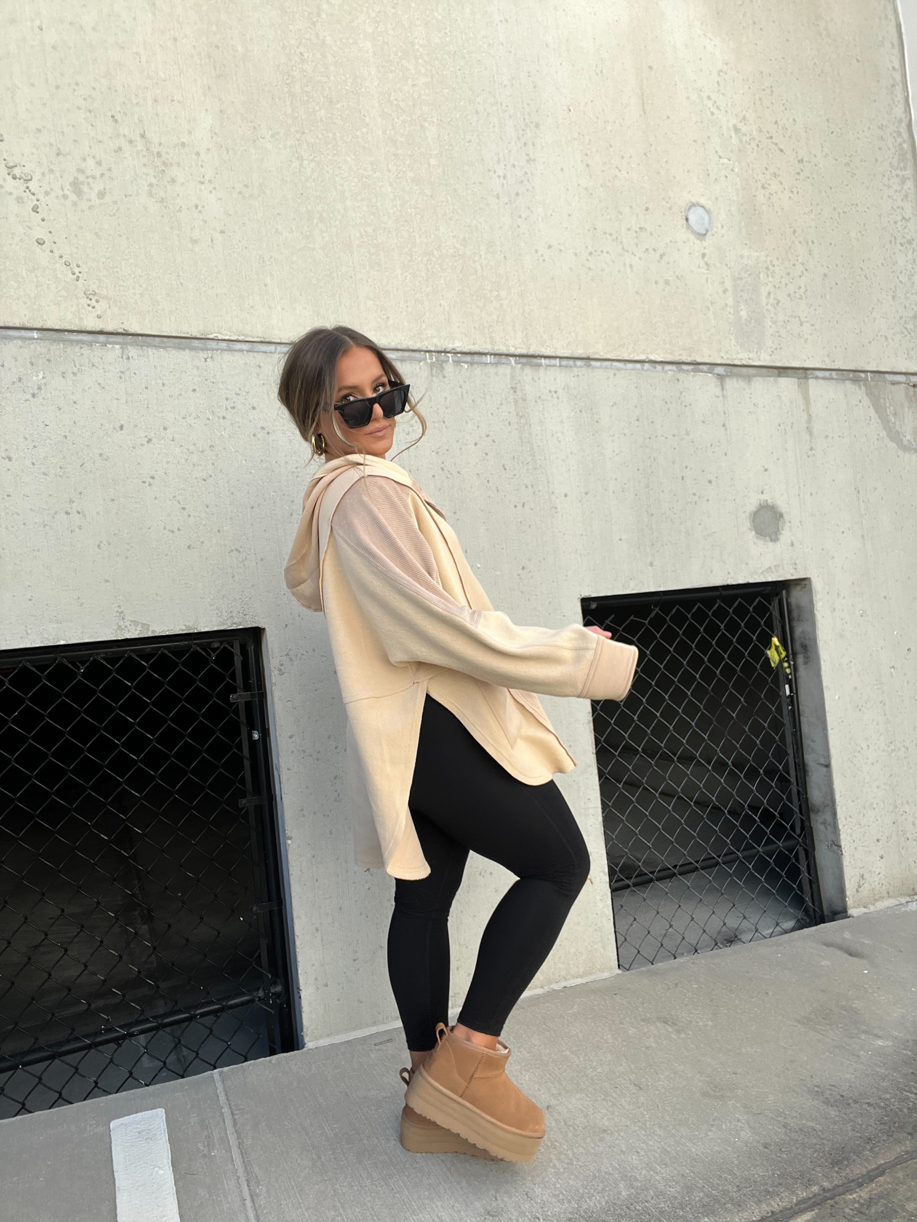 Aemi Mixed Media Hoodie Oatmeal