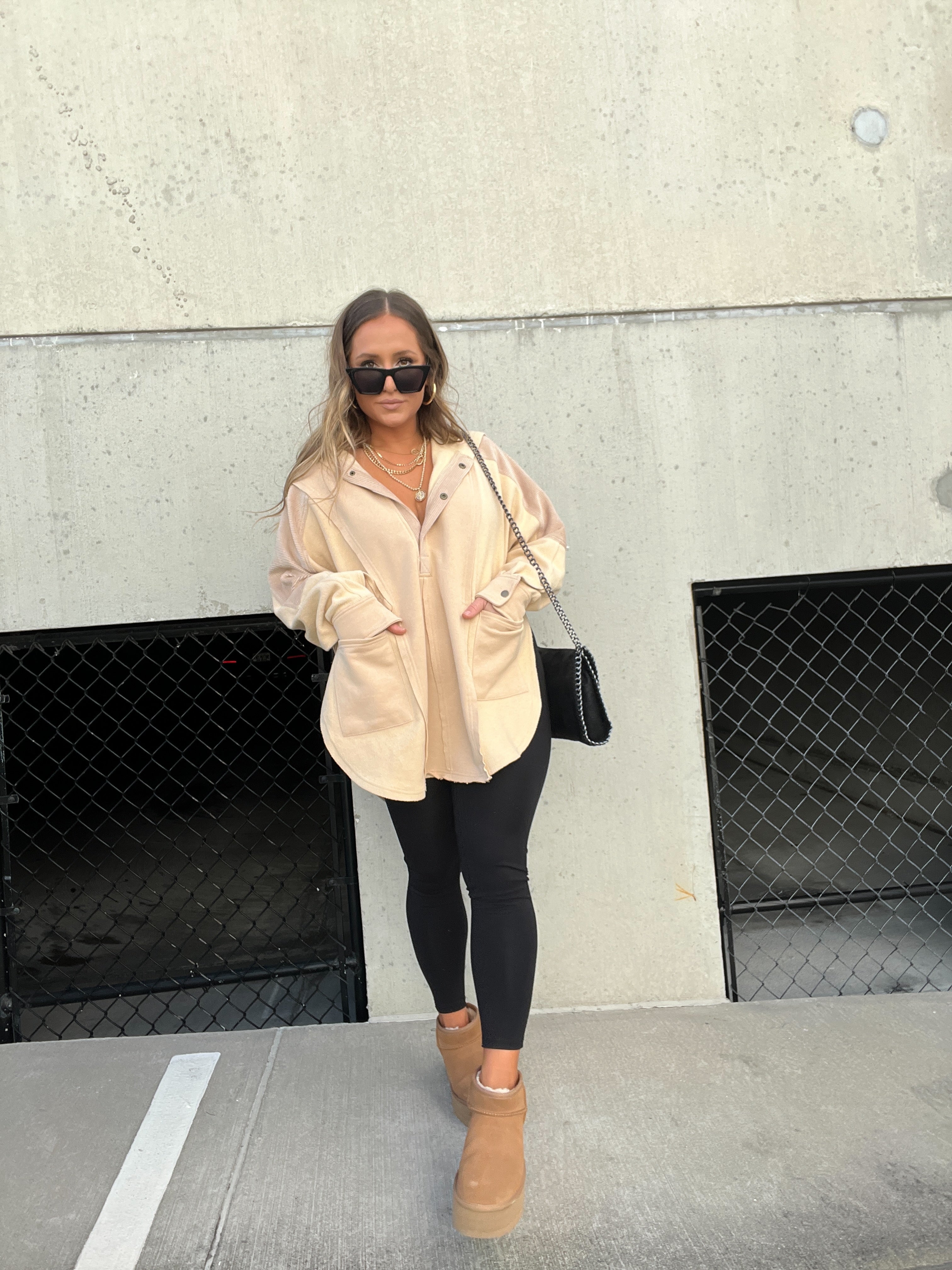 Aemi Mixed Media Hoodie Oatmeal