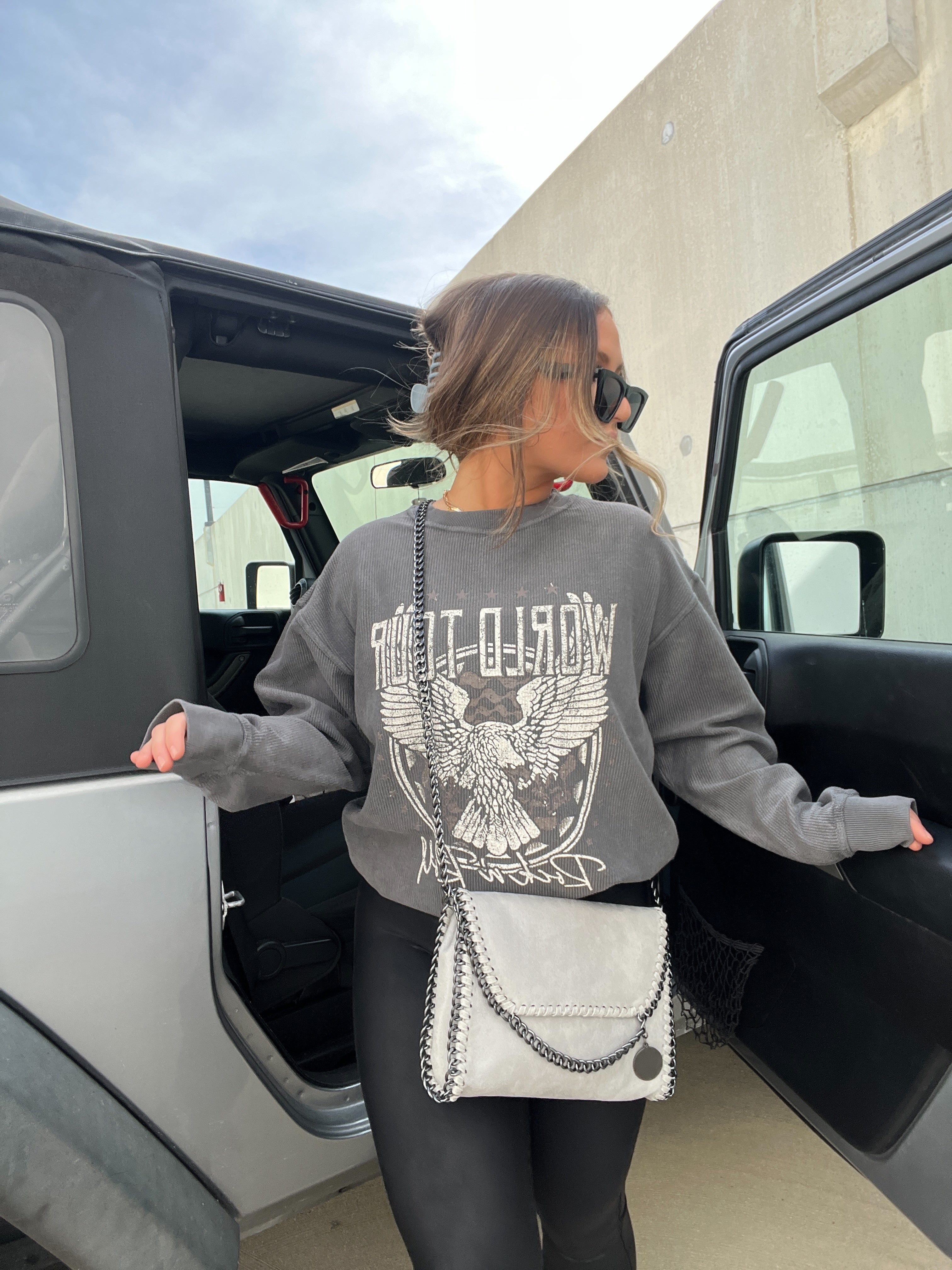 Rock n Roll Ribbed Crewneck Washed Black