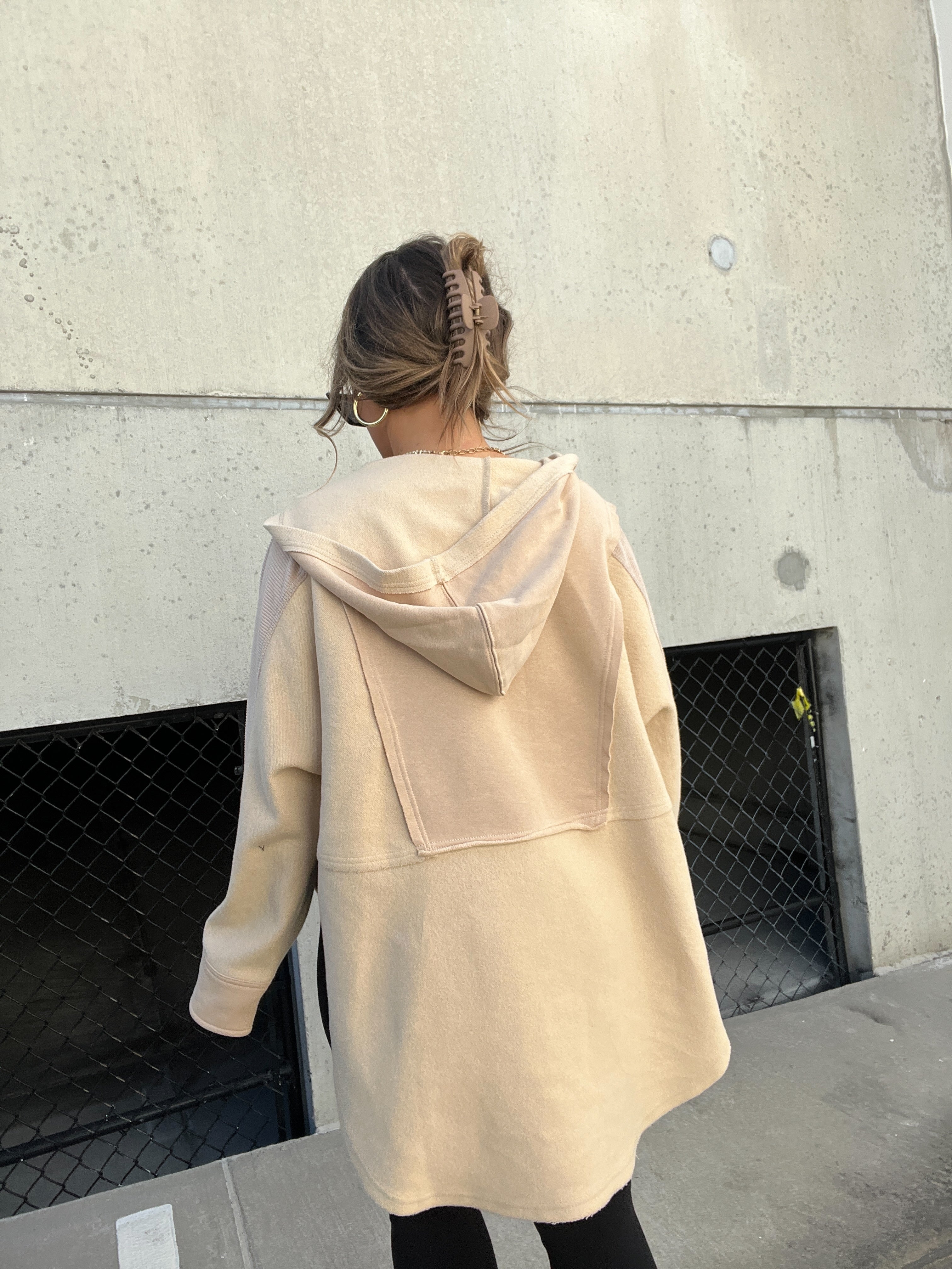 Aemi Mixed Media Hoodie Oatmeal