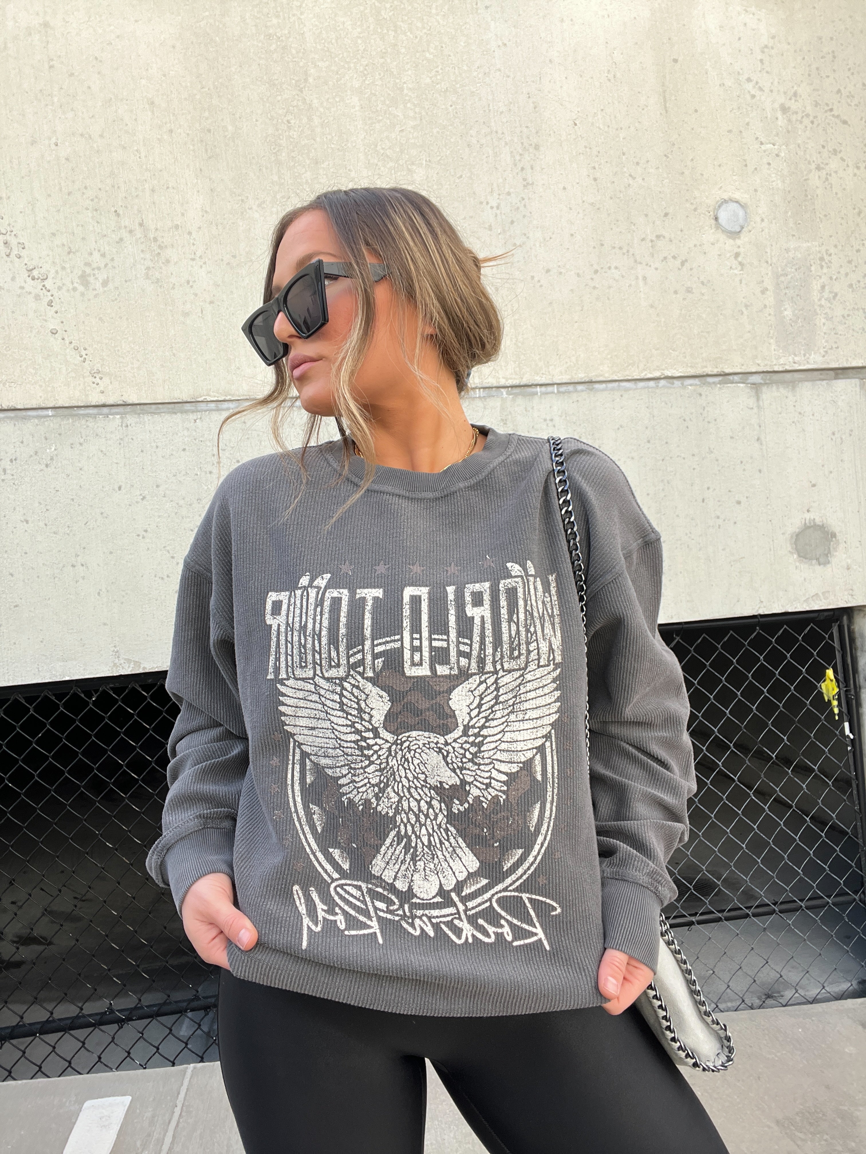 Rock n Roll Ribbed Crewneck Washed Black
