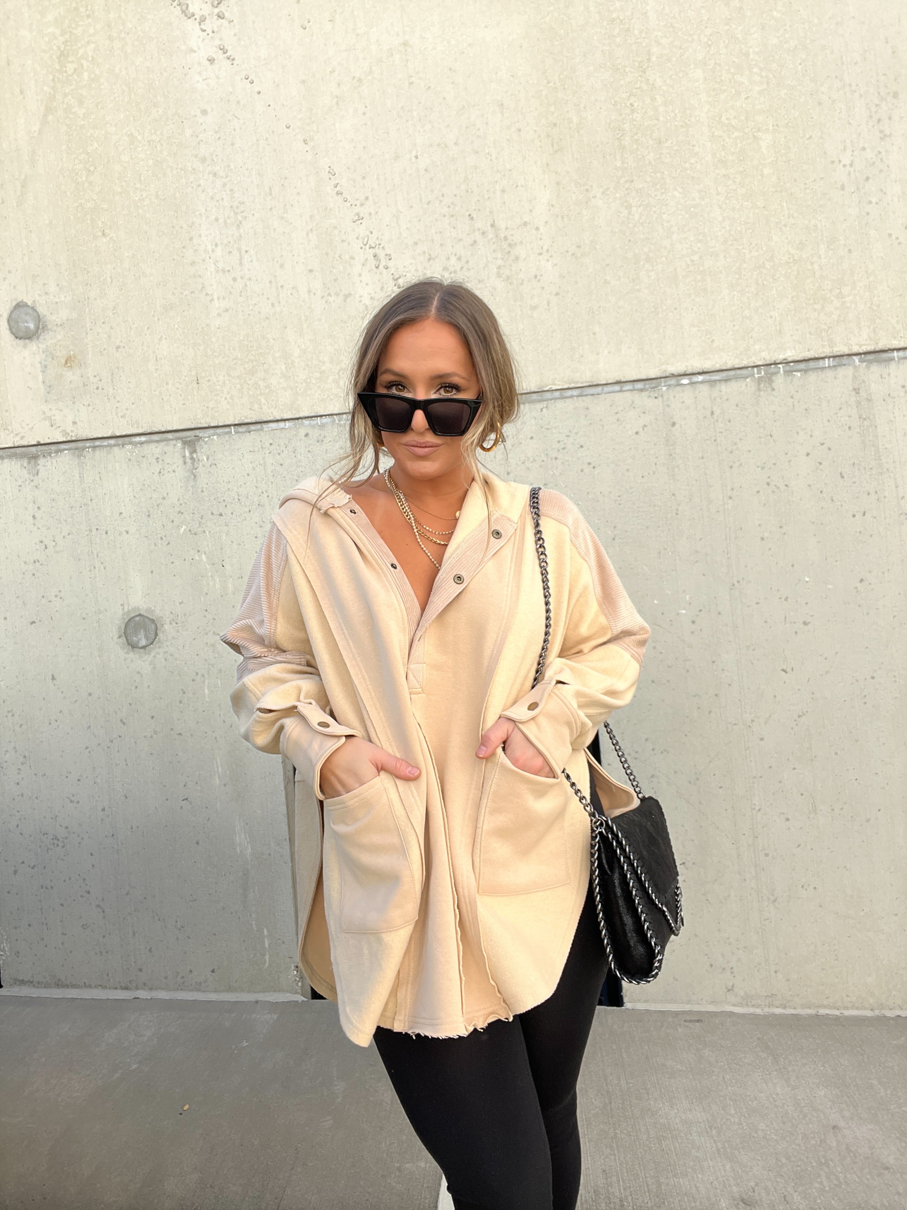 Aemi Mixed Media Hoodie Oatmeal