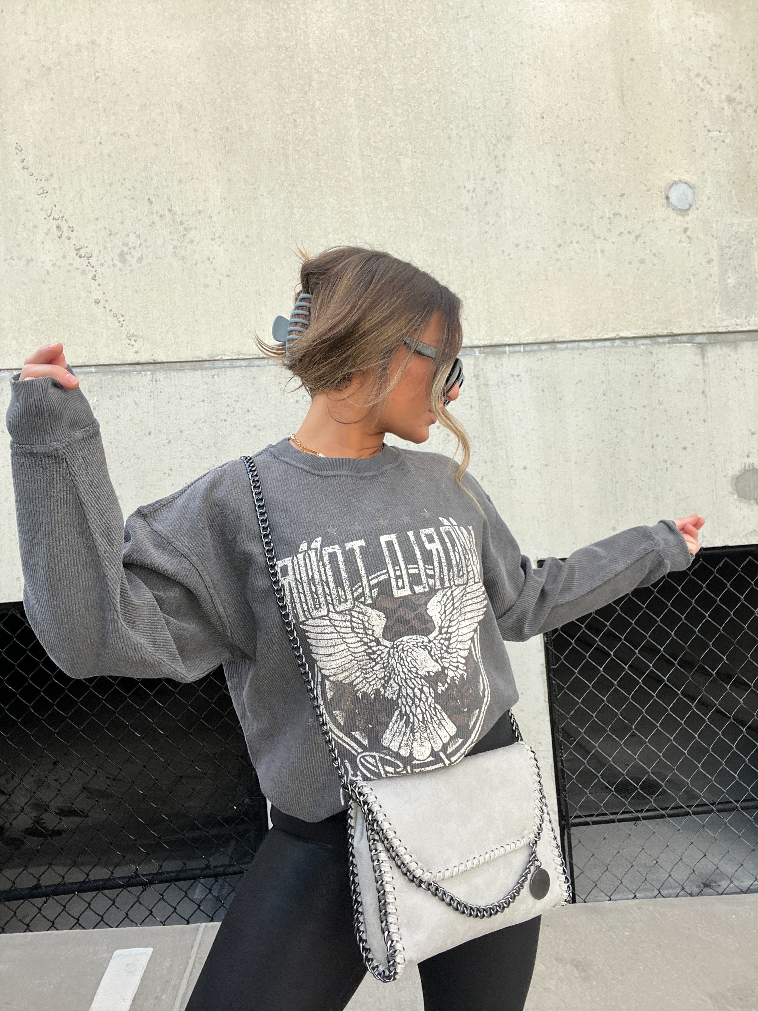 Rock n Roll Ribbed Crewneck Washed Black