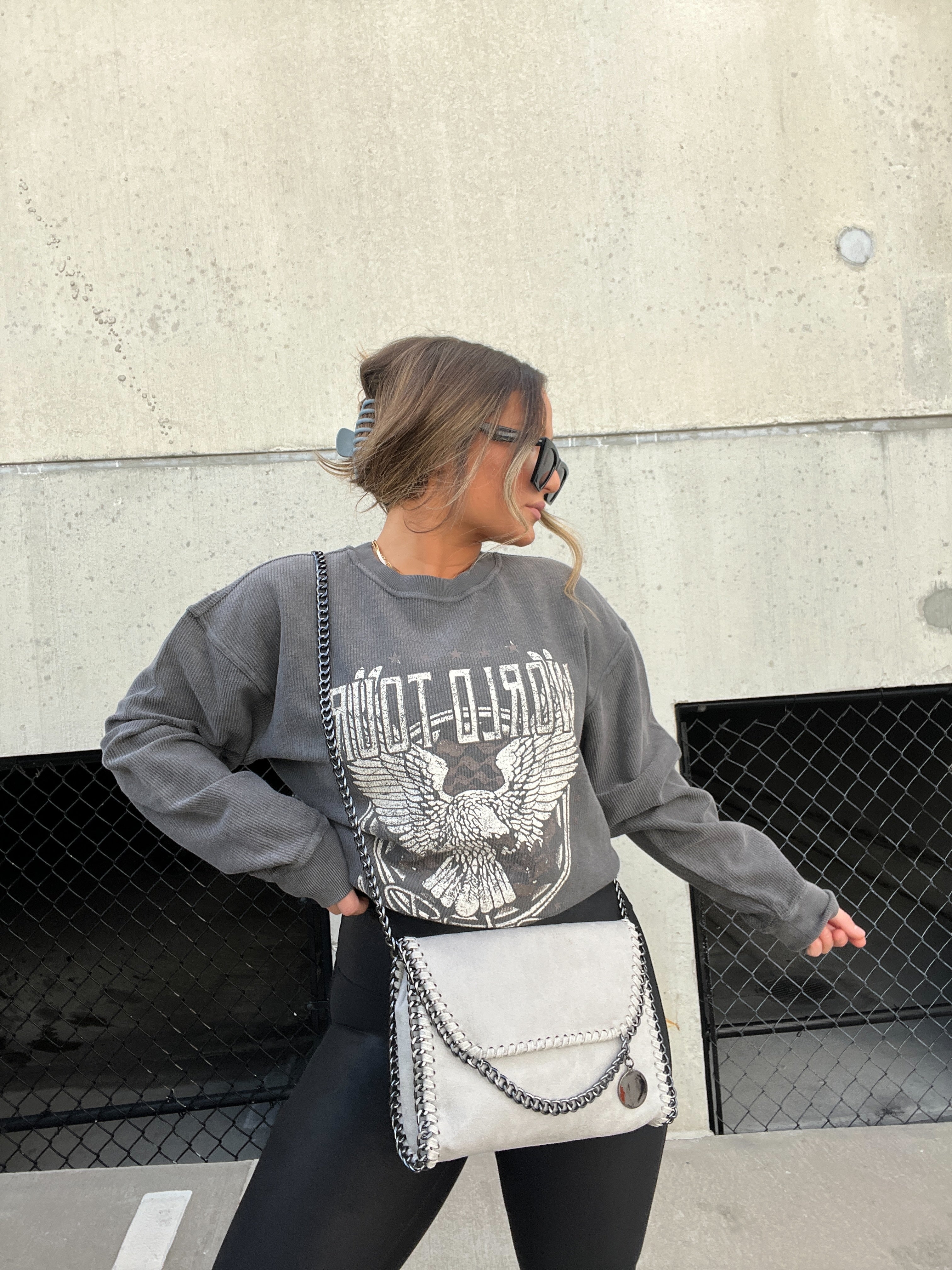 Rock n Roll Ribbed Crewneck Washed Black