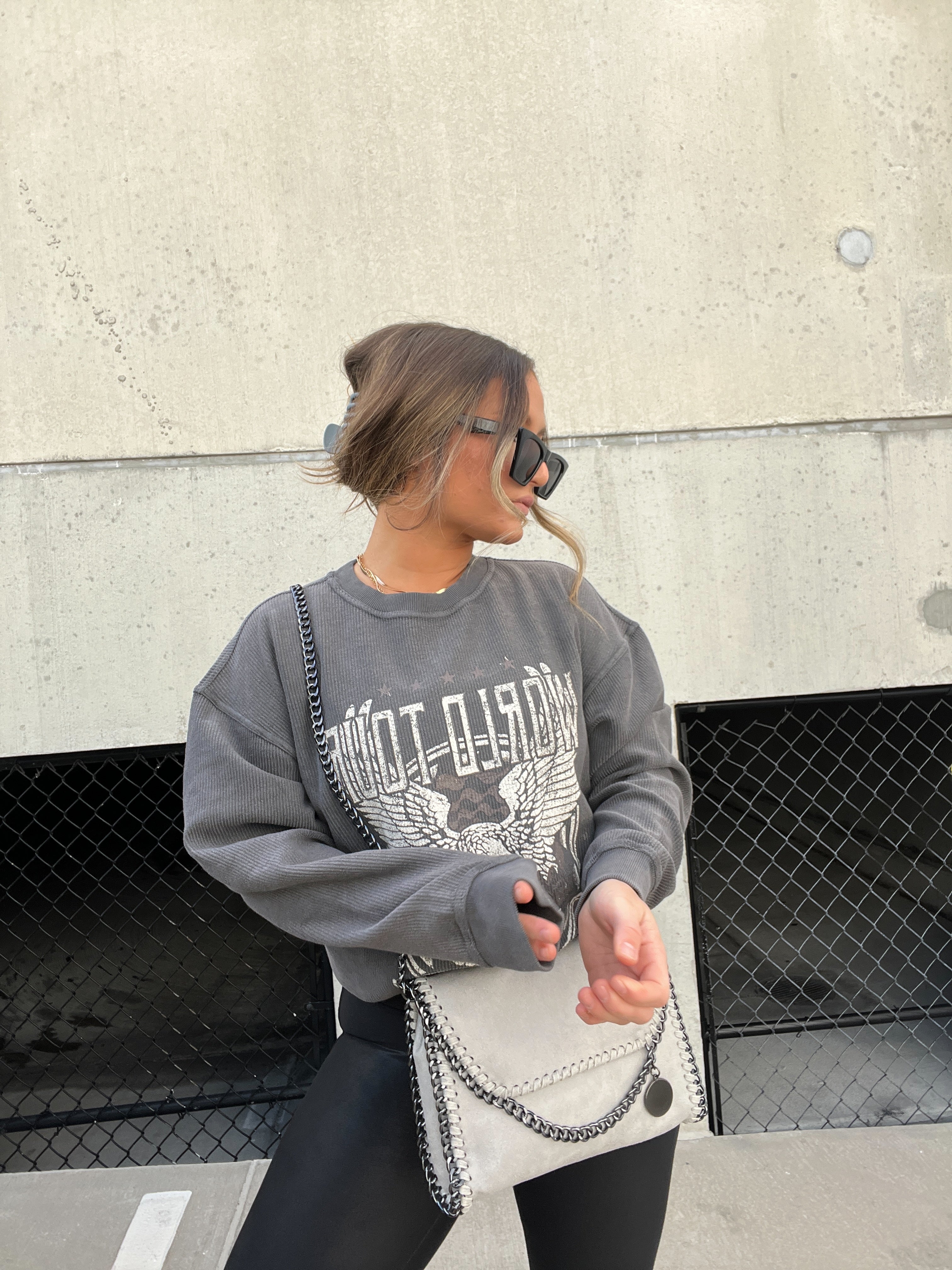 Rock n Roll Ribbed Crewneck Washed Black