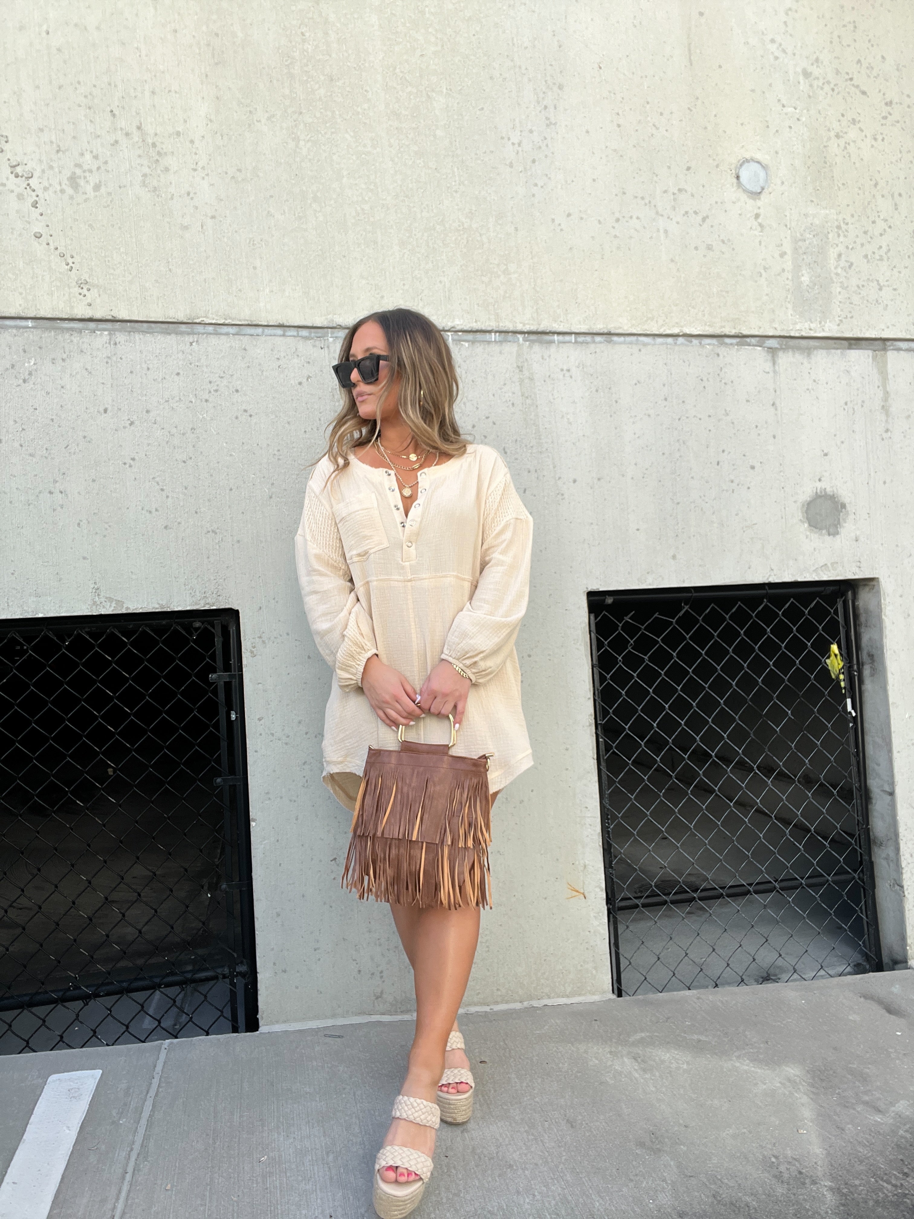 Everett Raffia Platform Wedges Cream