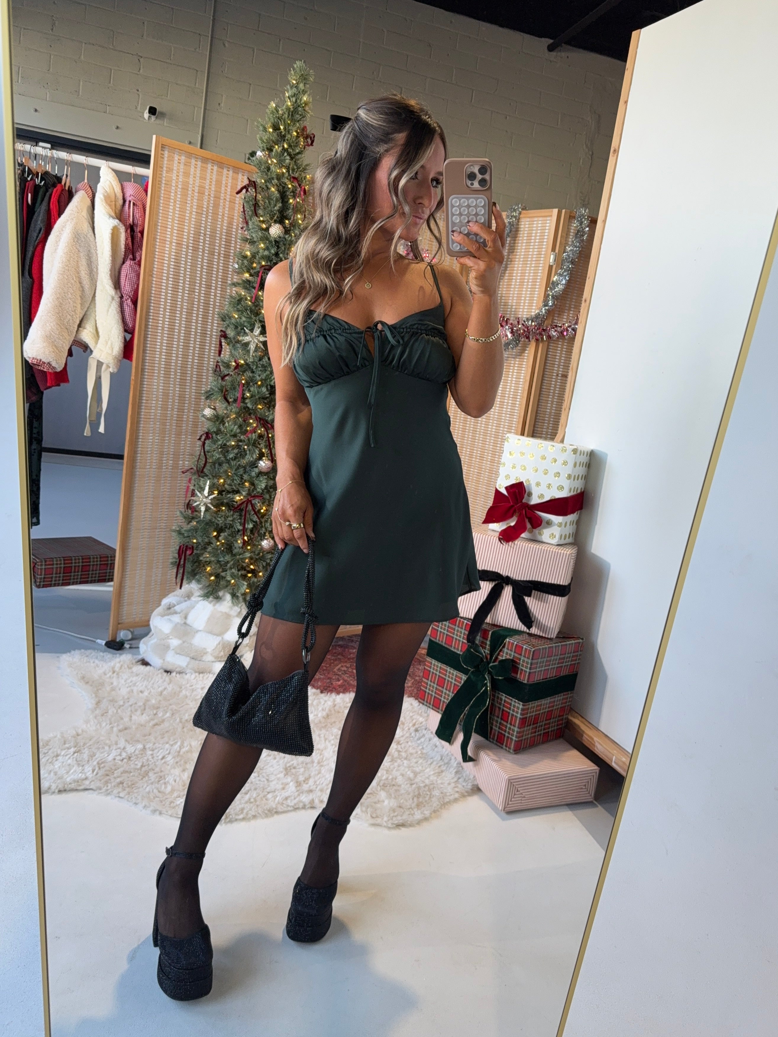 Fraser Fir Mini Dress Dark Green
