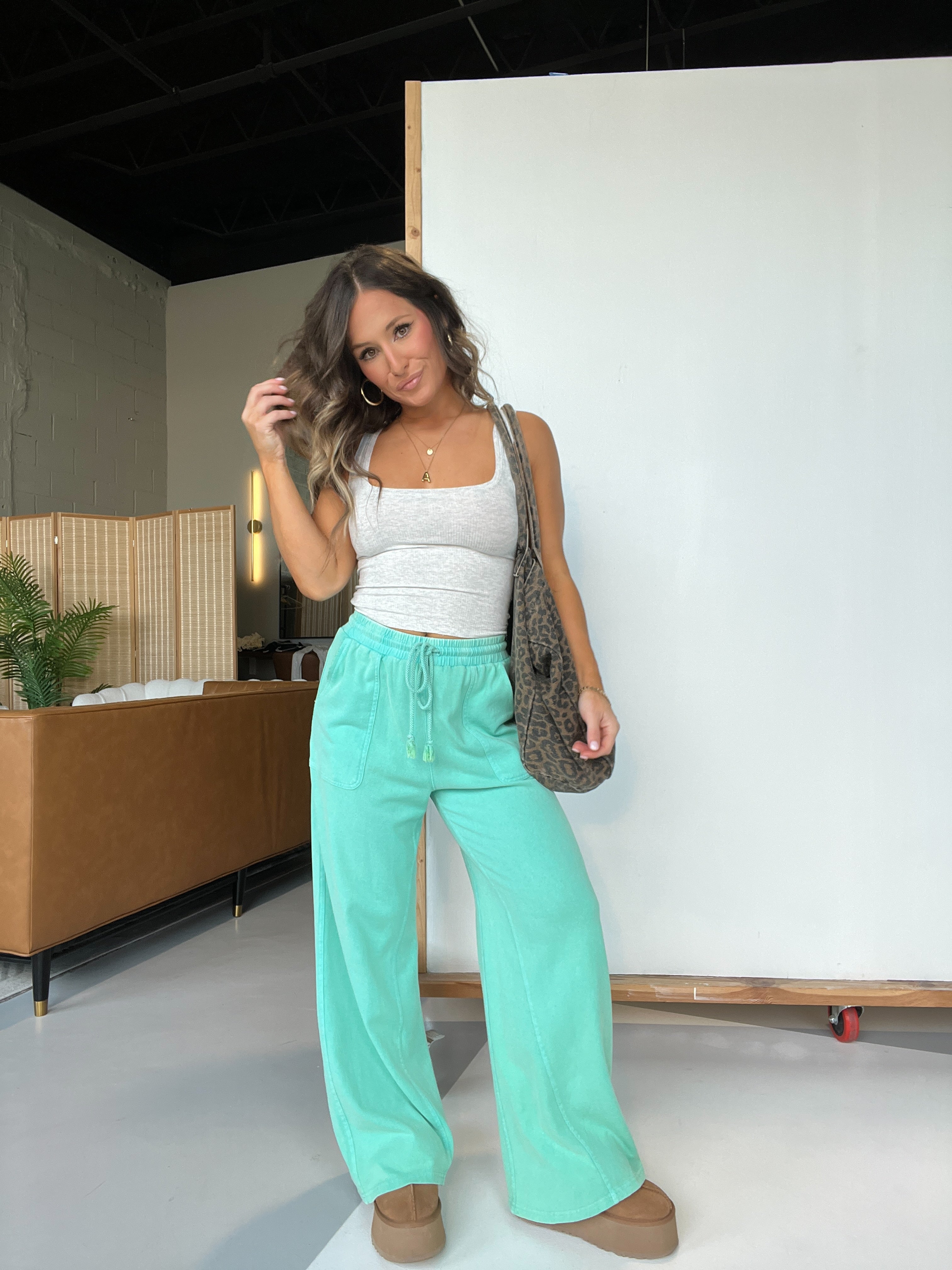 Bloome Wide Leg Pants Sea Foam