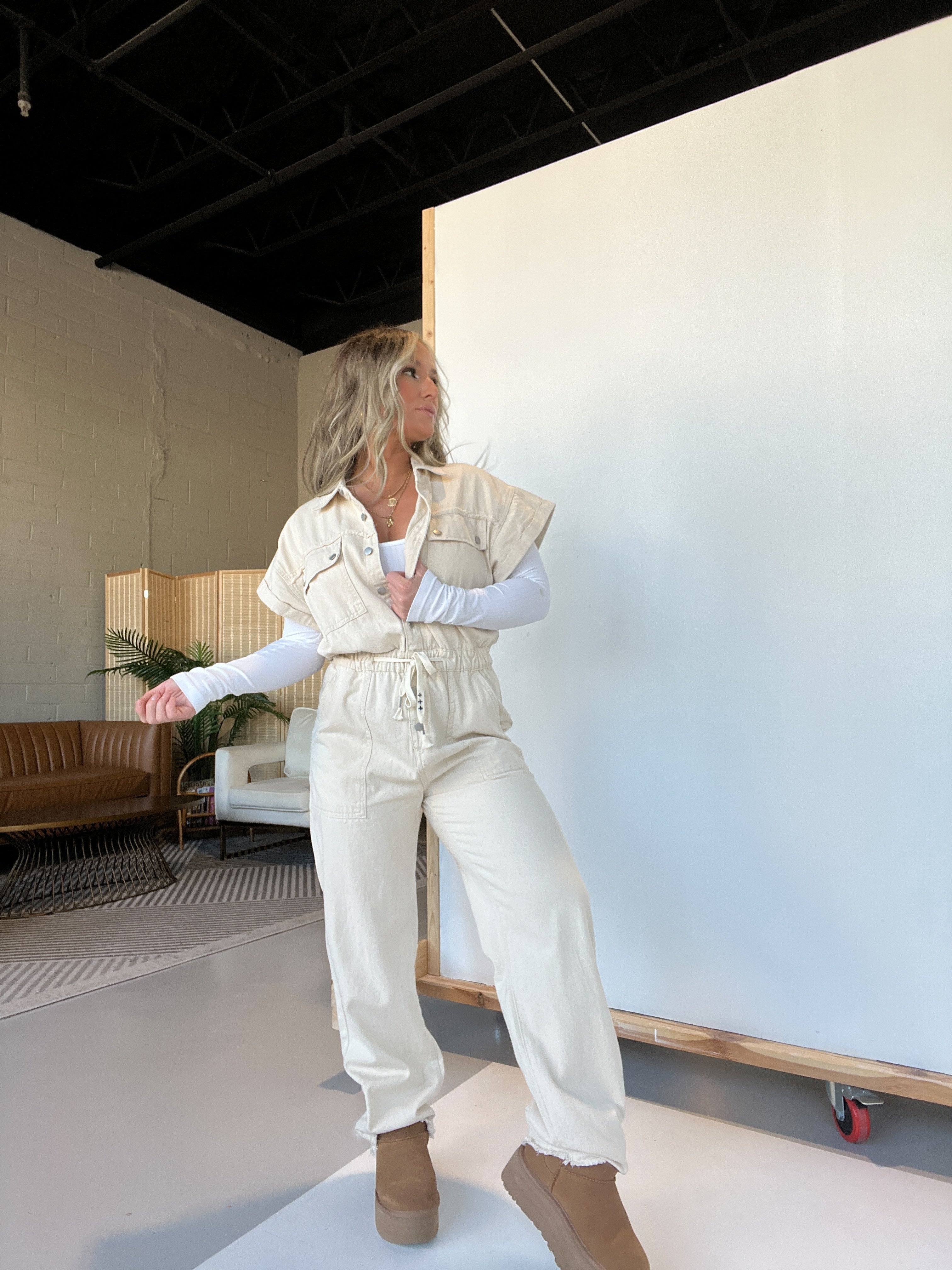 Longing Needs Utility Jumpsuit Oatmeal