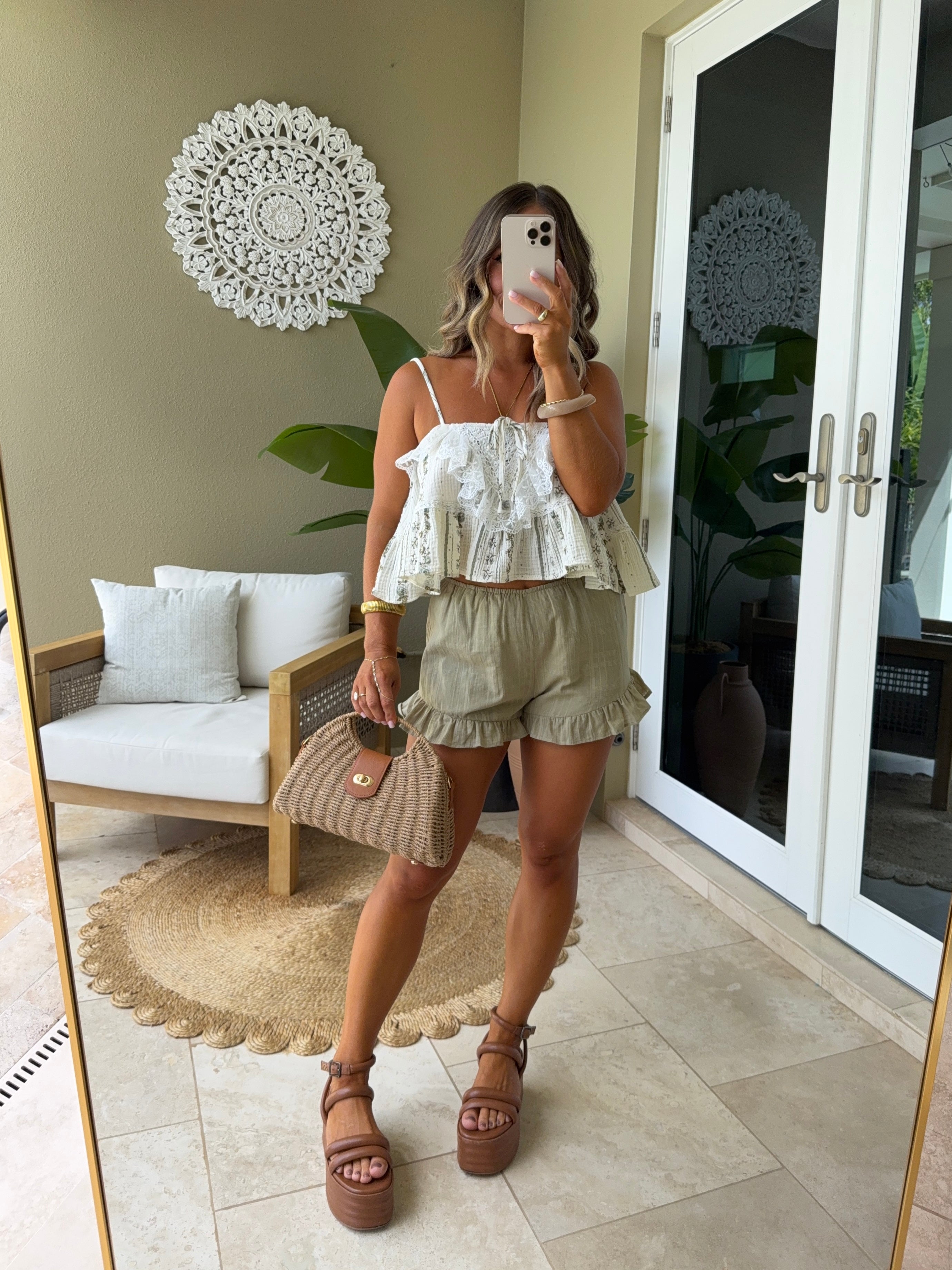 Meadow Breeze Floral Lace Tank Cream
