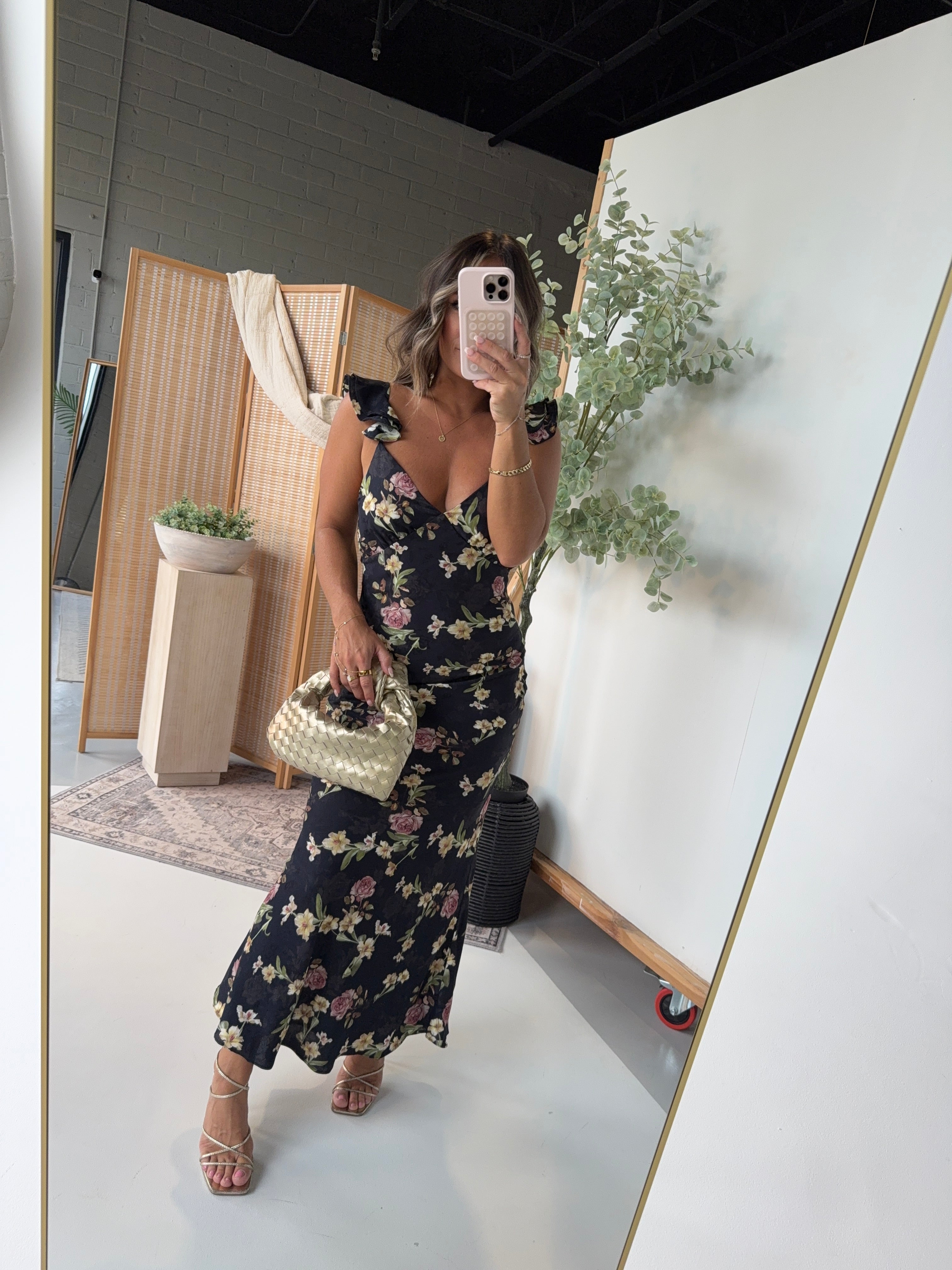 Midnight Soirée Flutter Sleeve Dress Black