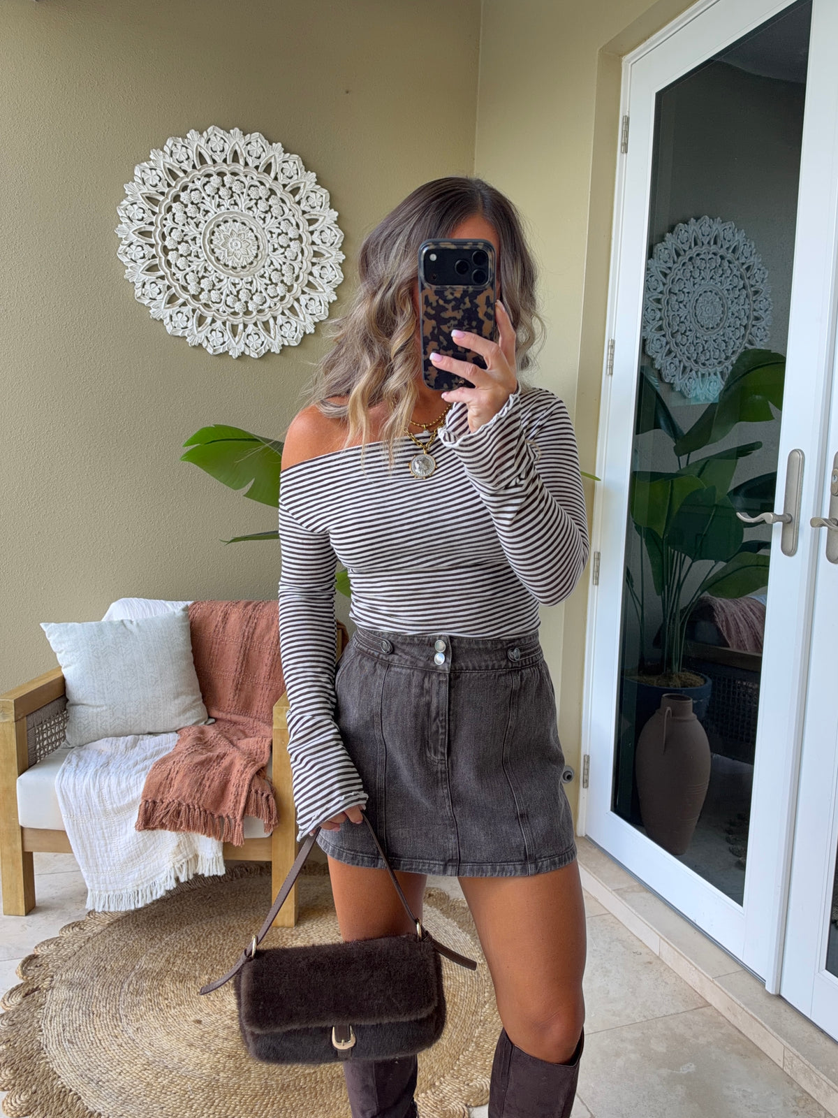 The Harvest Stripe Top Brown/Cream