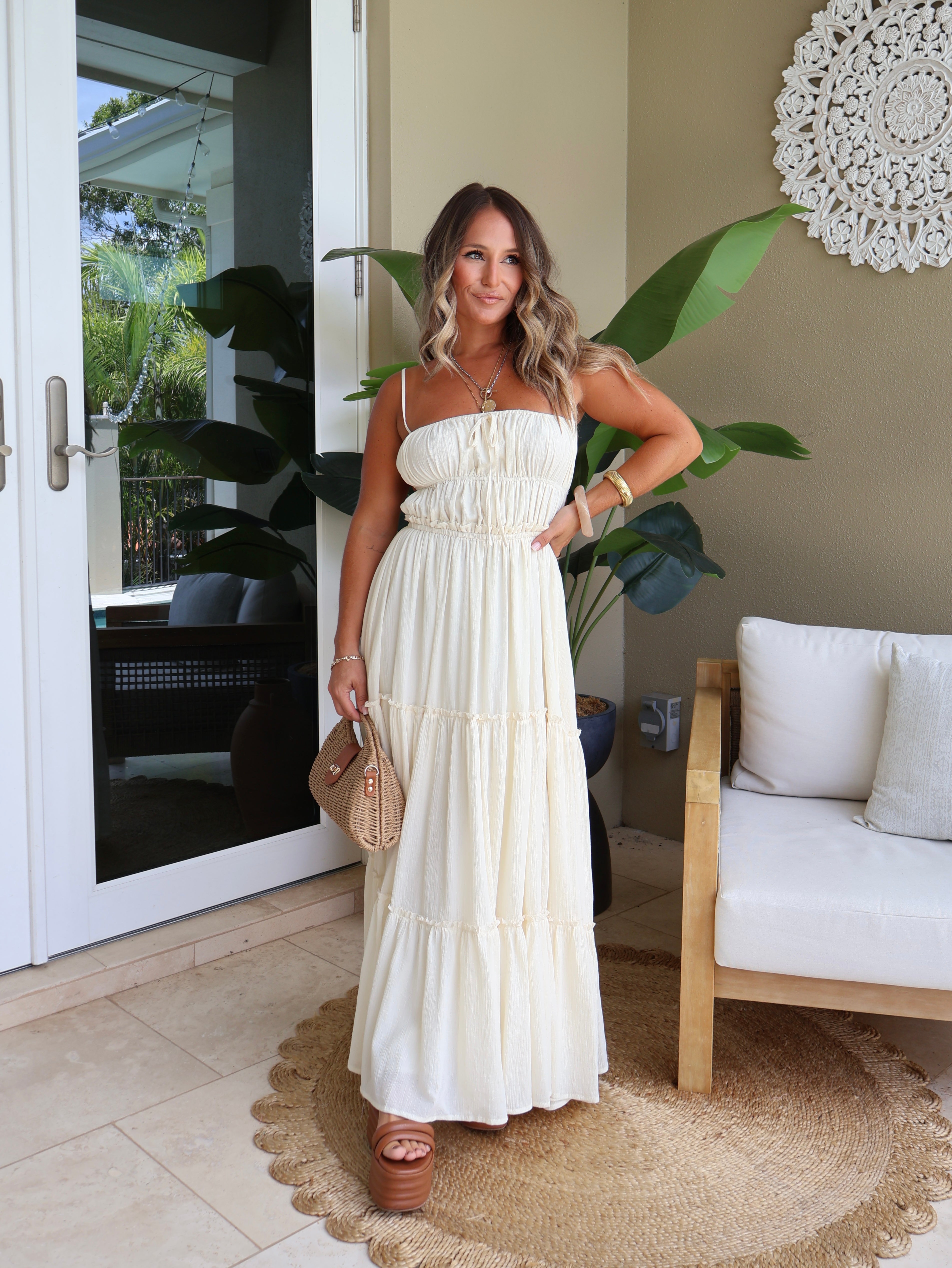 Amara Tiered Maxi Dress Cream