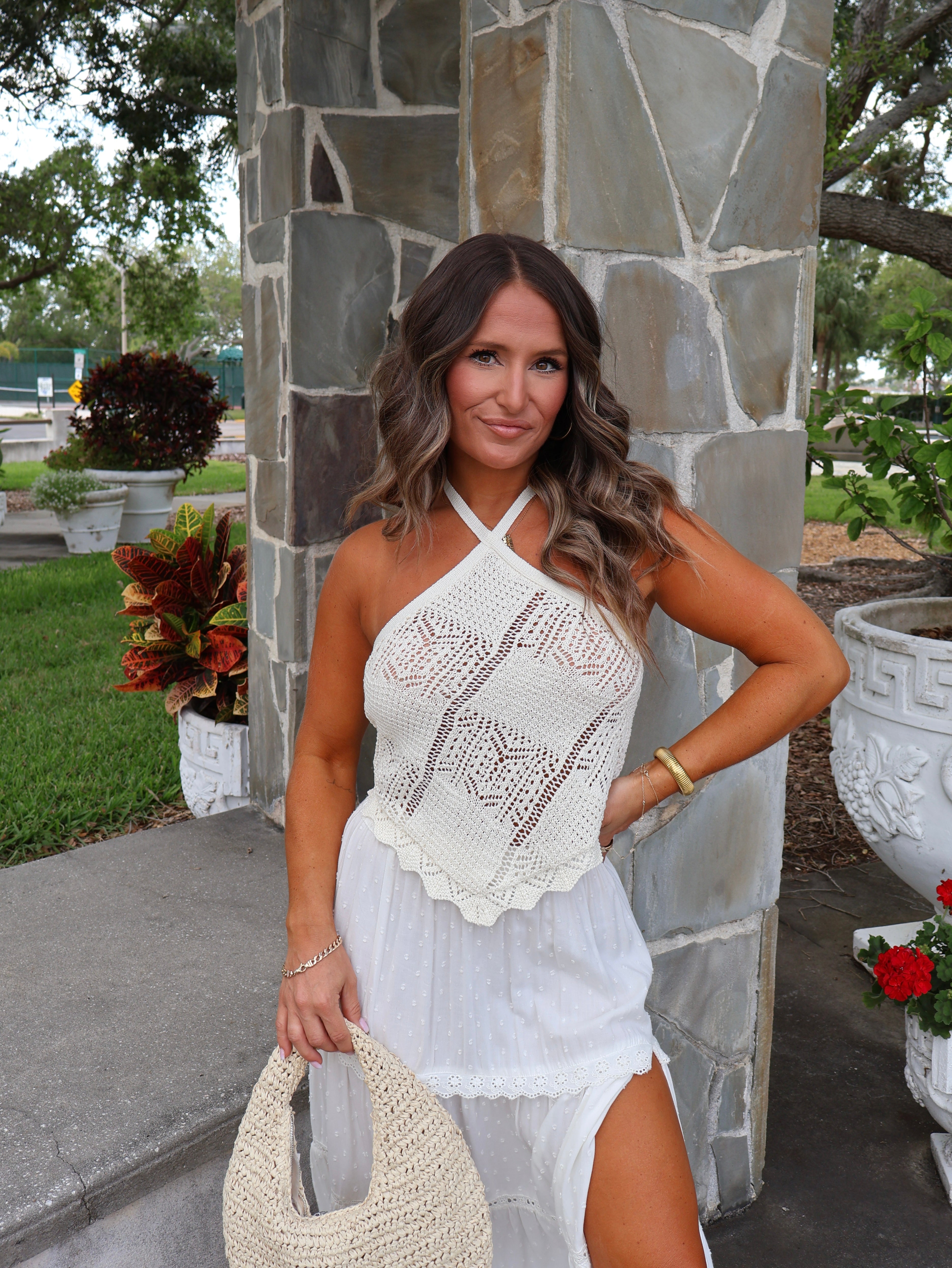 Golden Hour Knit Halter Top Natural