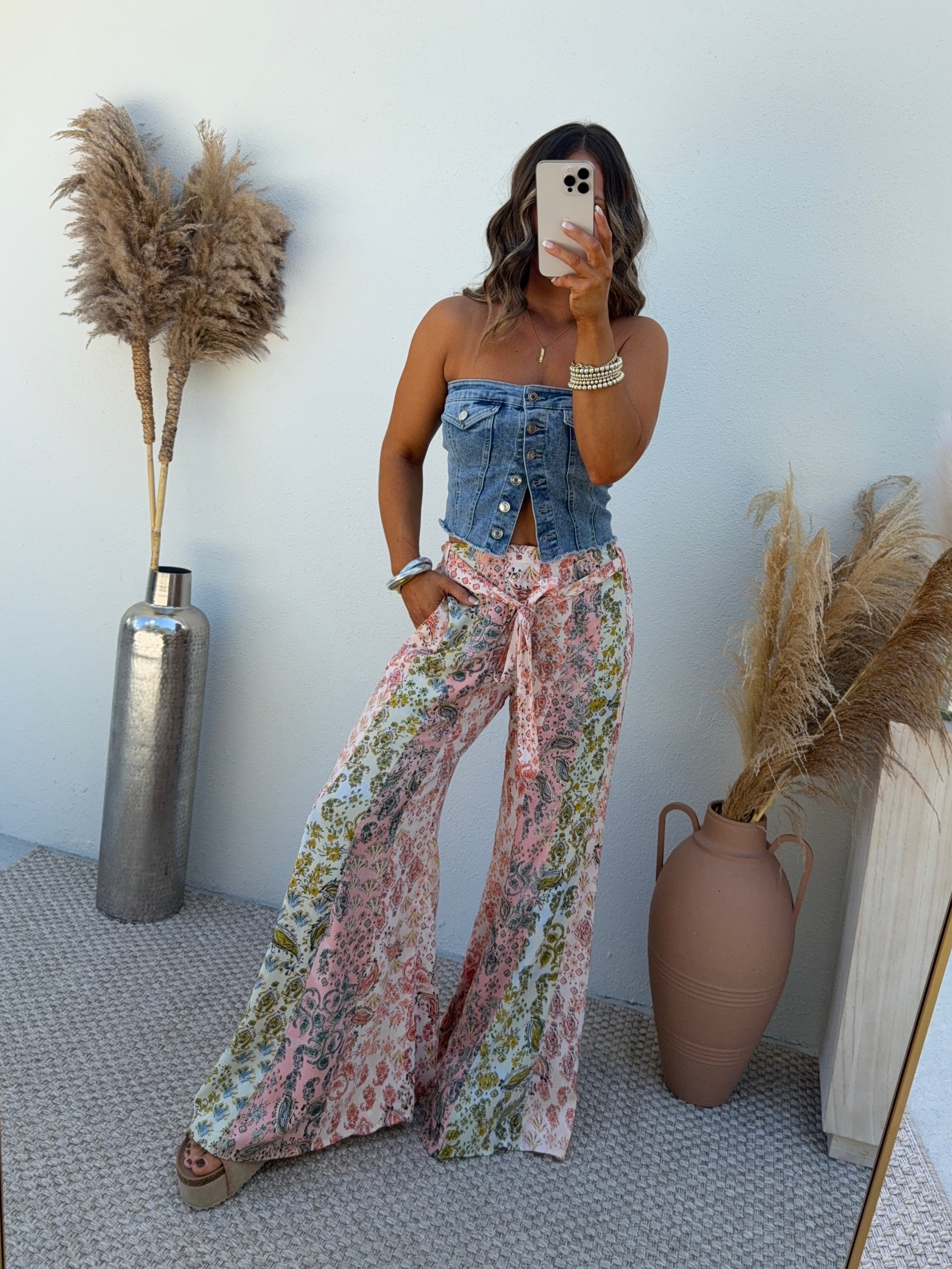 Floral Fields Boho Pants Ivory Multi