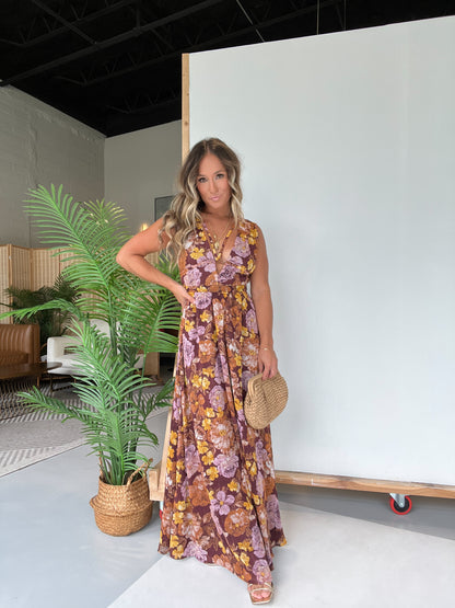 Within Fall Floral Maxi Dress Brown Multi