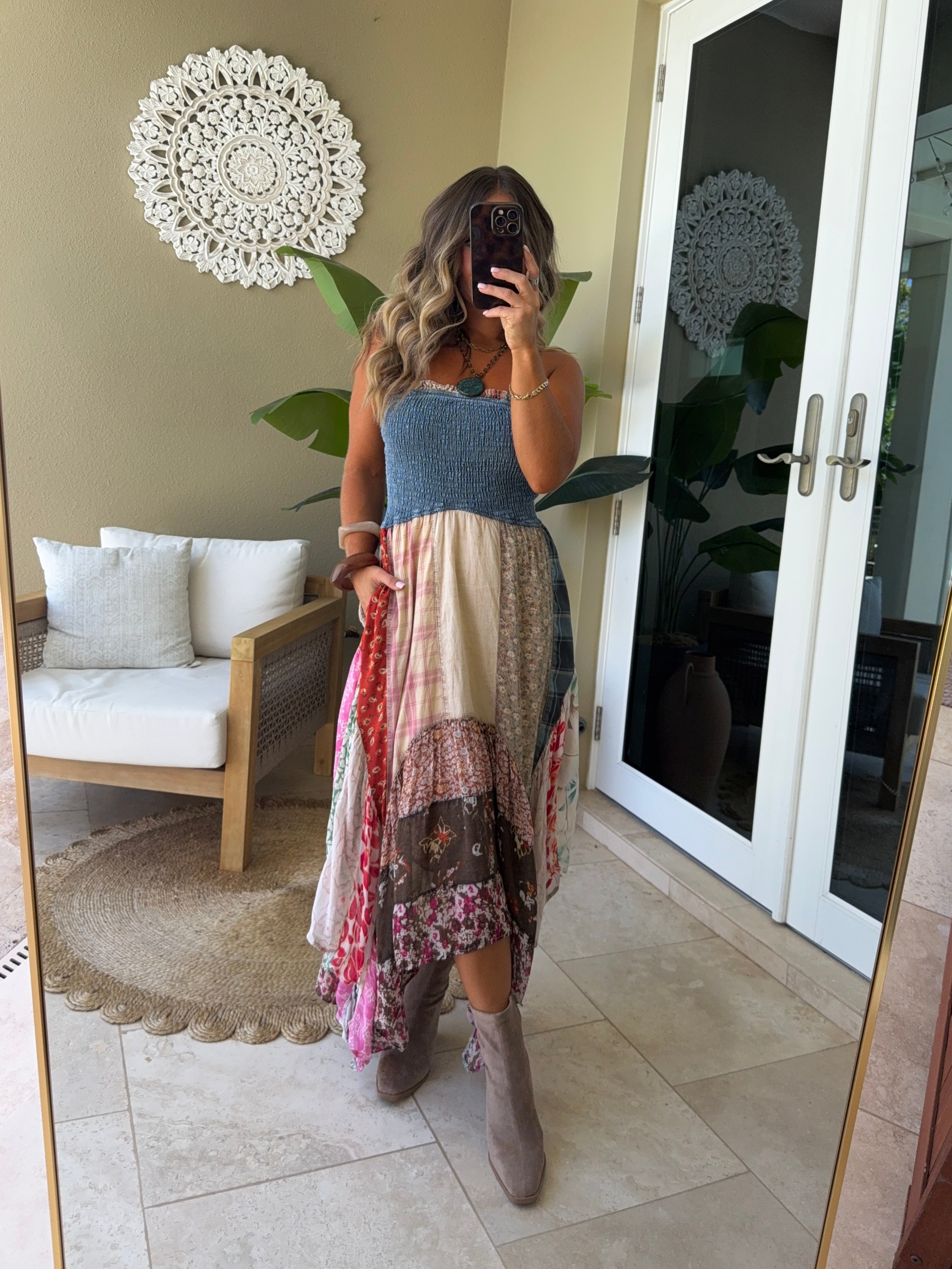 Prairie Rose Patchwork Dress Denim Multi
