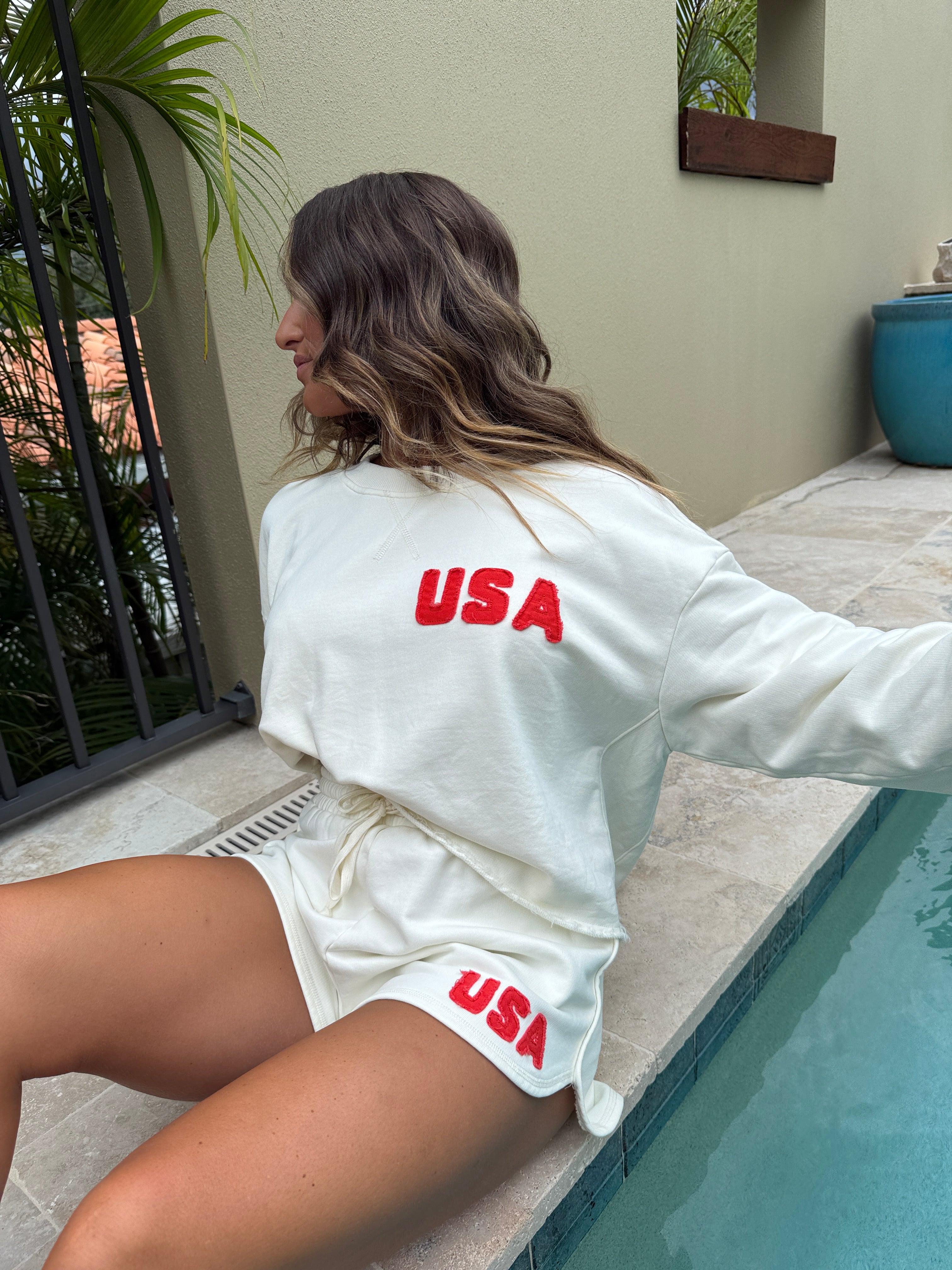 USA Vintage Oversized Crewneck Ivory